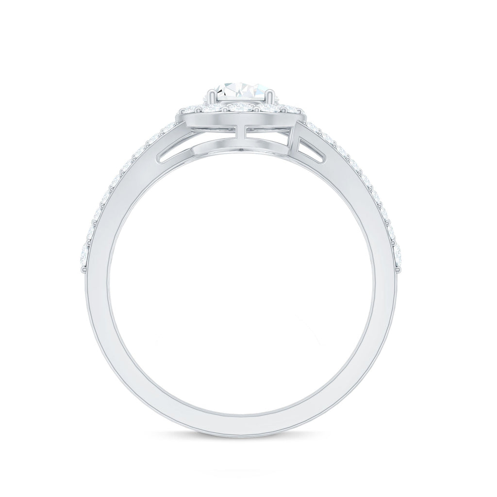 2 CT Split Shank Zircon Teardrop Engagement Ring in Gold