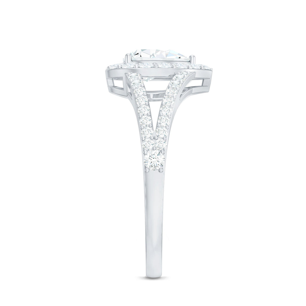 2 CT Split Shank Zircon Teardrop Engagement Ring in Gold