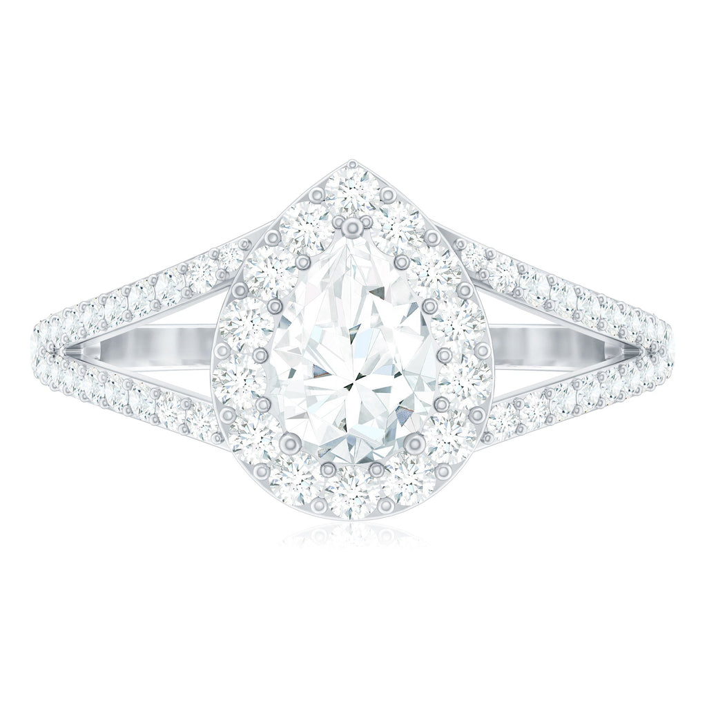 2 CT Split Shank Zircon Teardrop Engagement Ring in Gold