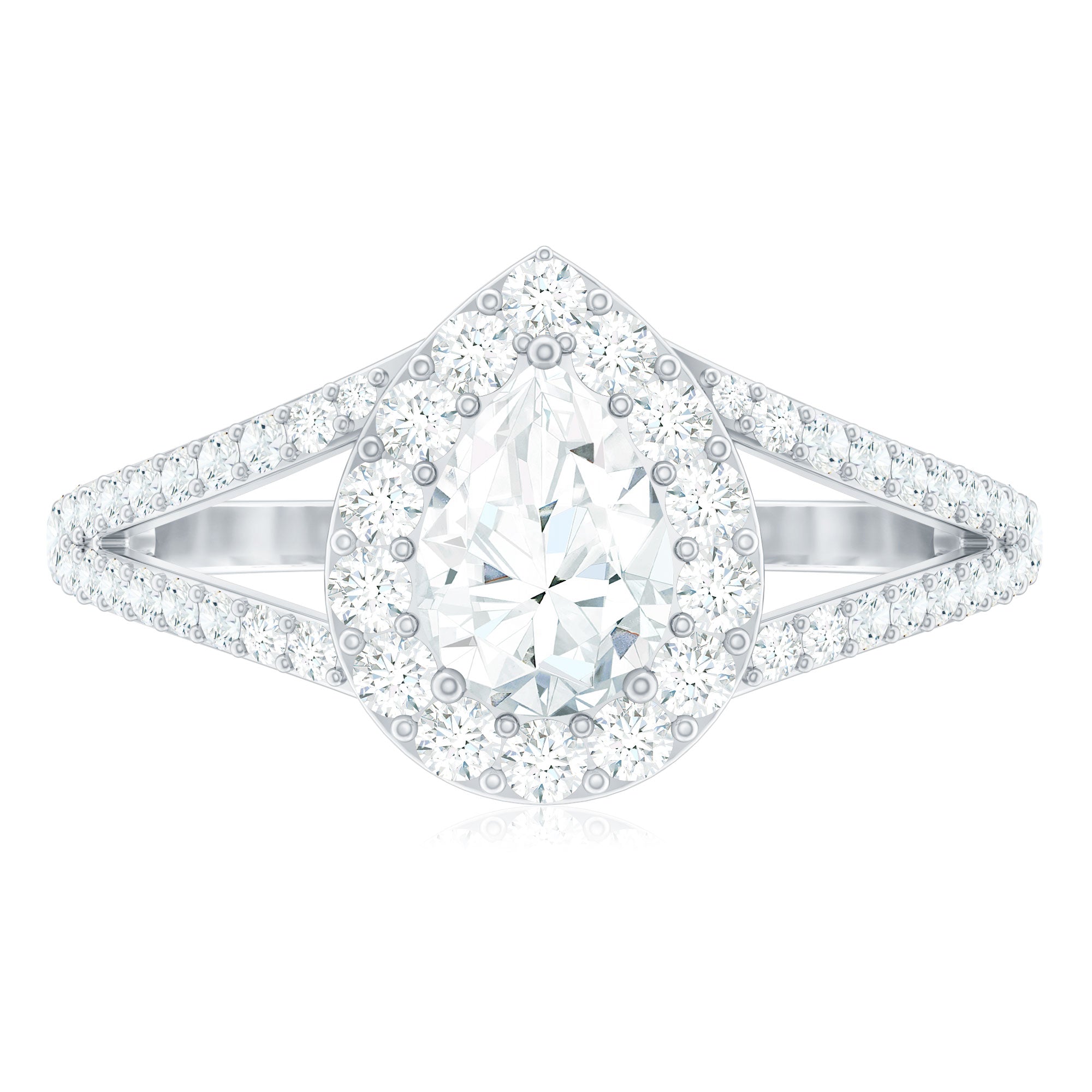 2 CT Split Shank Zircon Teardrop Engagement Ring in Gold