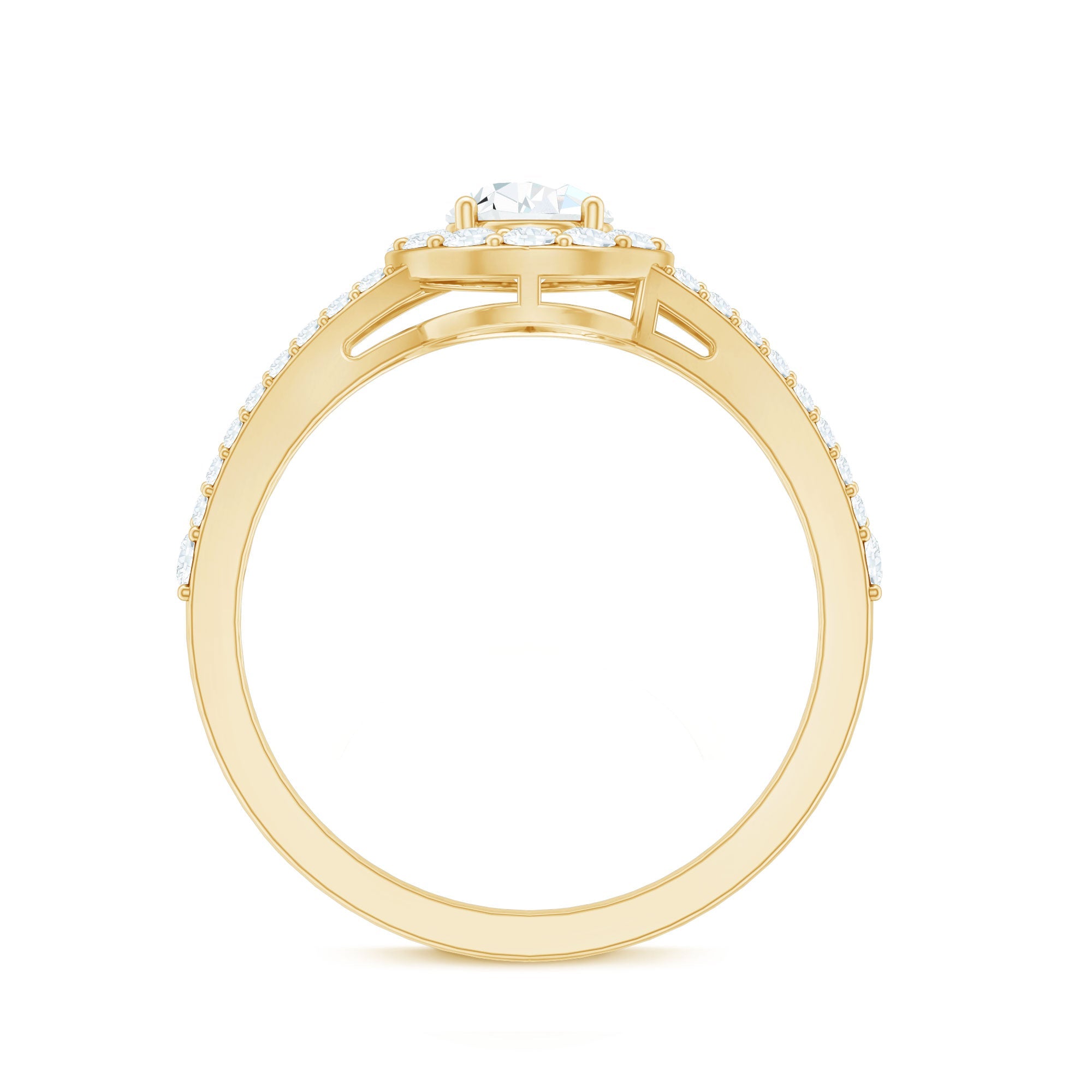 2 CT Split Shank Zircon Teardrop Engagement Ring in Gold