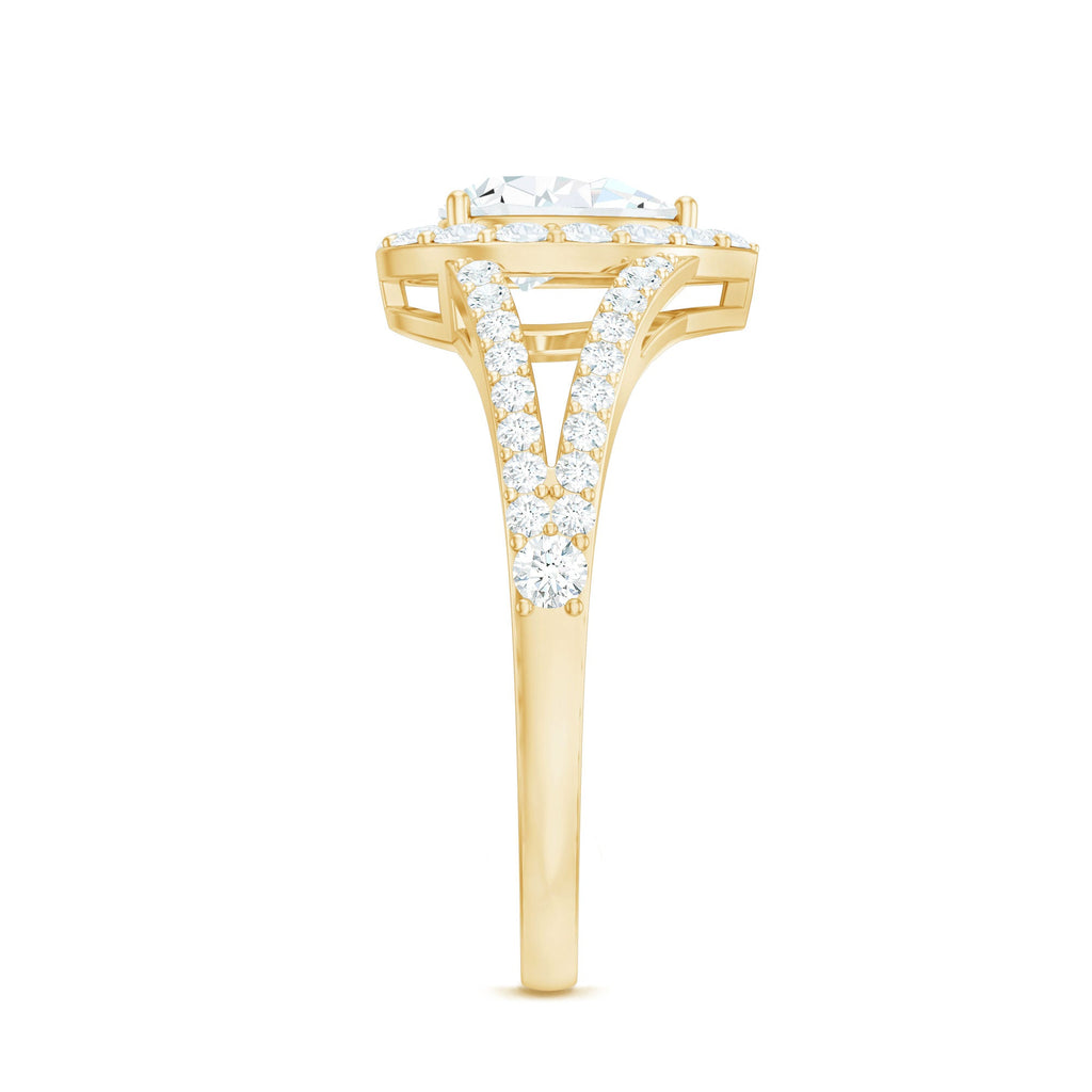 2 CT Split Shank Zircon Teardrop Engagement Ring in Gold