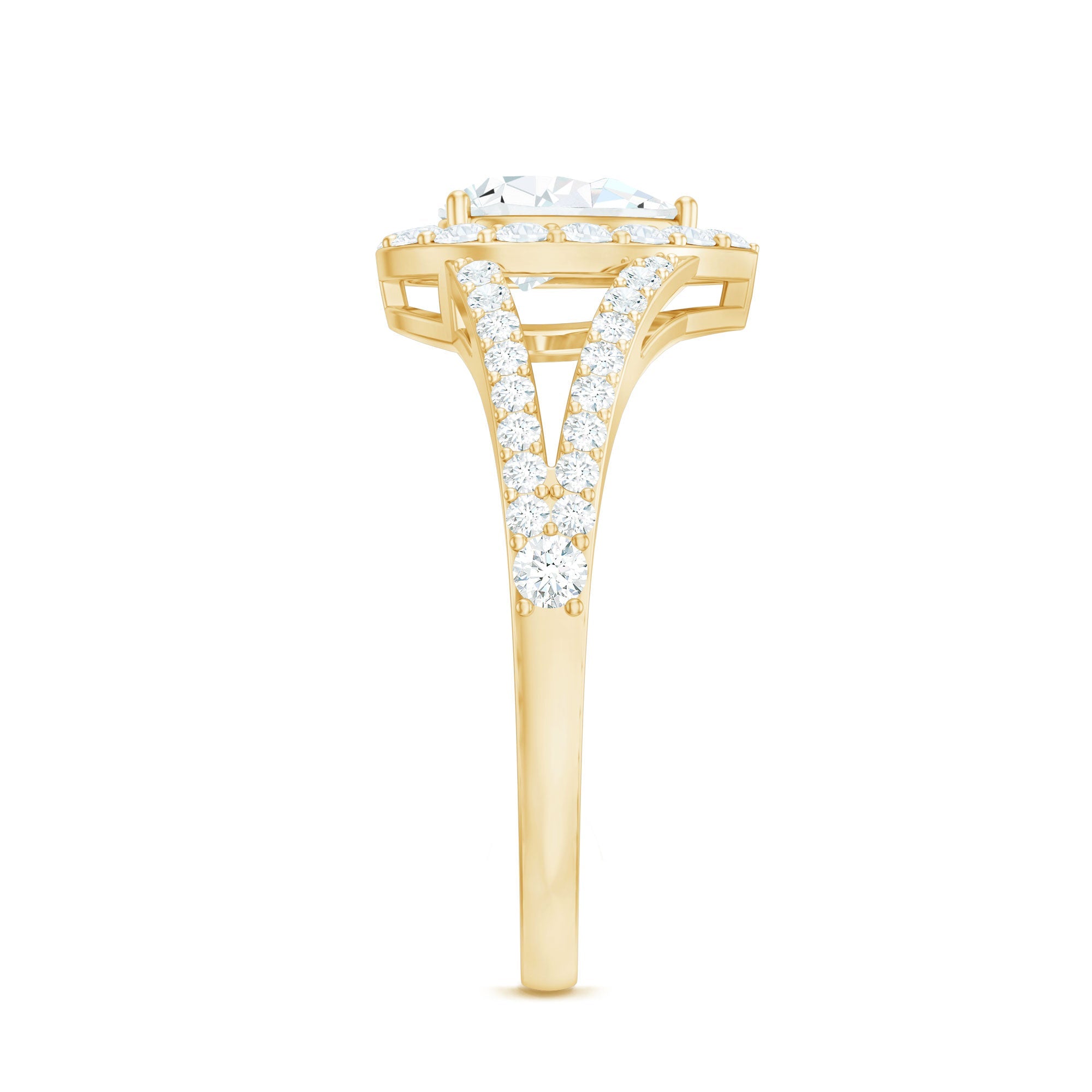 2 CT Split Shank Zircon Teardrop Engagement Ring in Gold