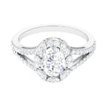 3 CT Split Shank Zircon Oval Engagement Ring in Gold