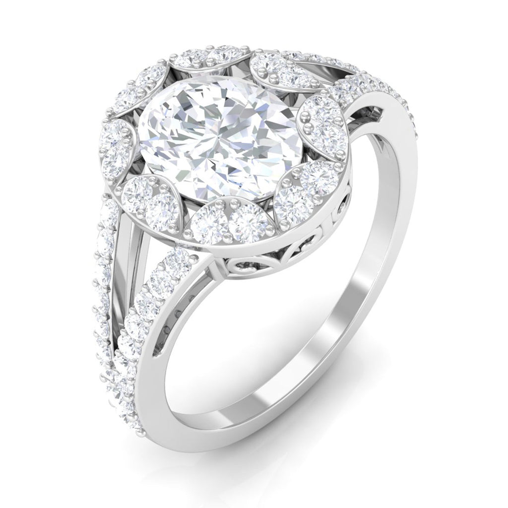 3 CT Split Shank Zircon Oval Engagement Ring in Gold