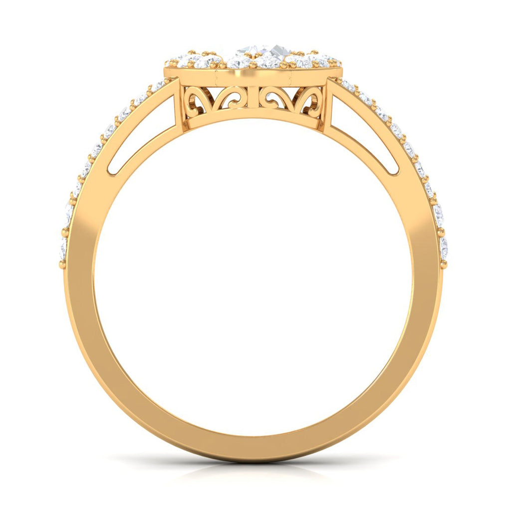 3 CT Split Shank Zircon Oval Engagement Ring in Gold
