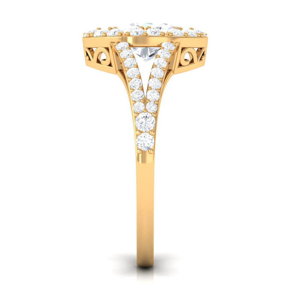3 CT Split Shank Zircon Oval Engagement Ring in Gold
