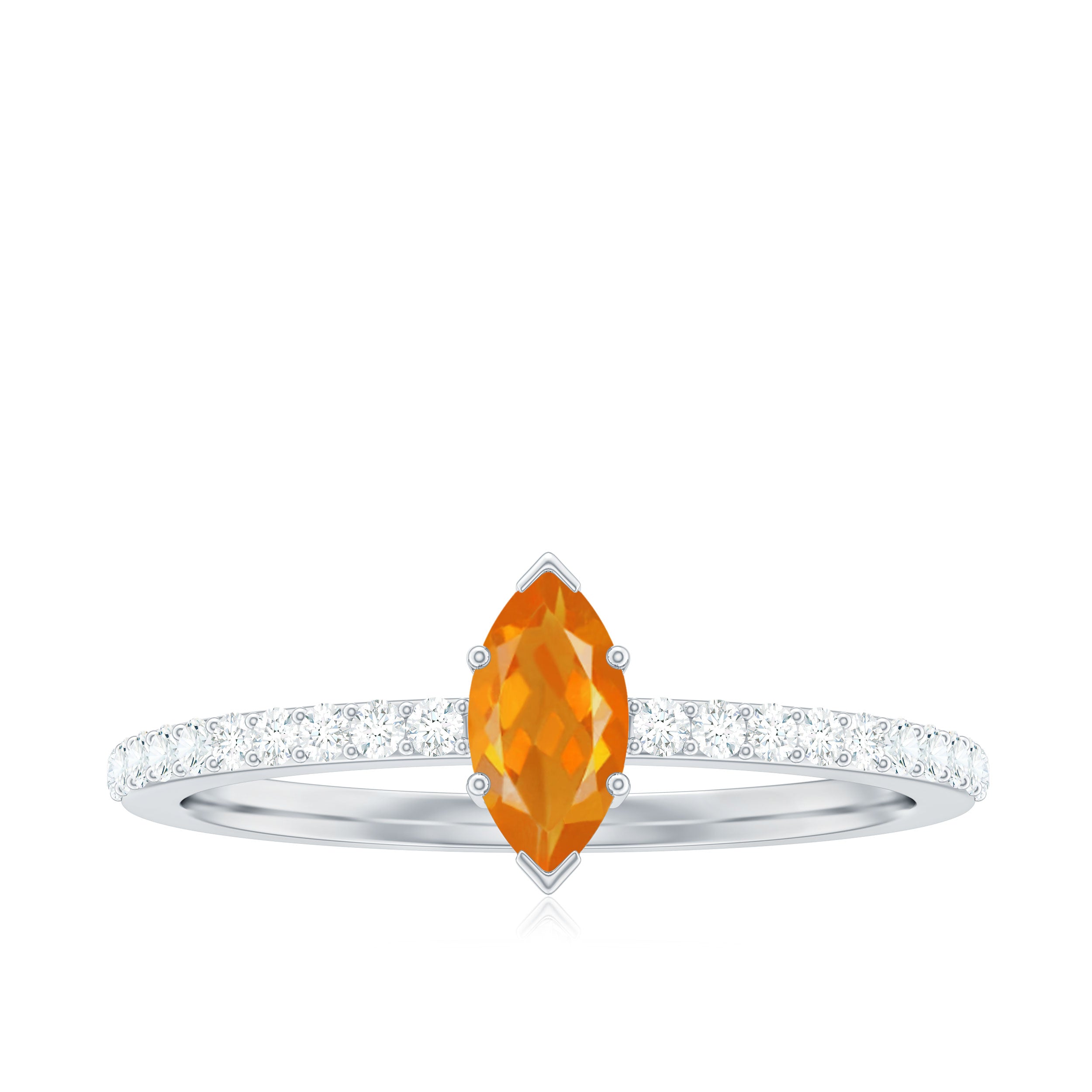 1/2 Ct Fire Opal Marquise Engagement Ring with Diamond