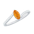 1/2 Ct Bypass Engagement Ring with Fire Opal and Diamond