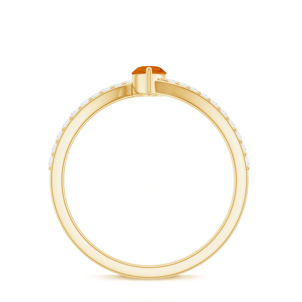 1/2 Ct Bypass Engagement Ring with Fire Opal and Diamond
