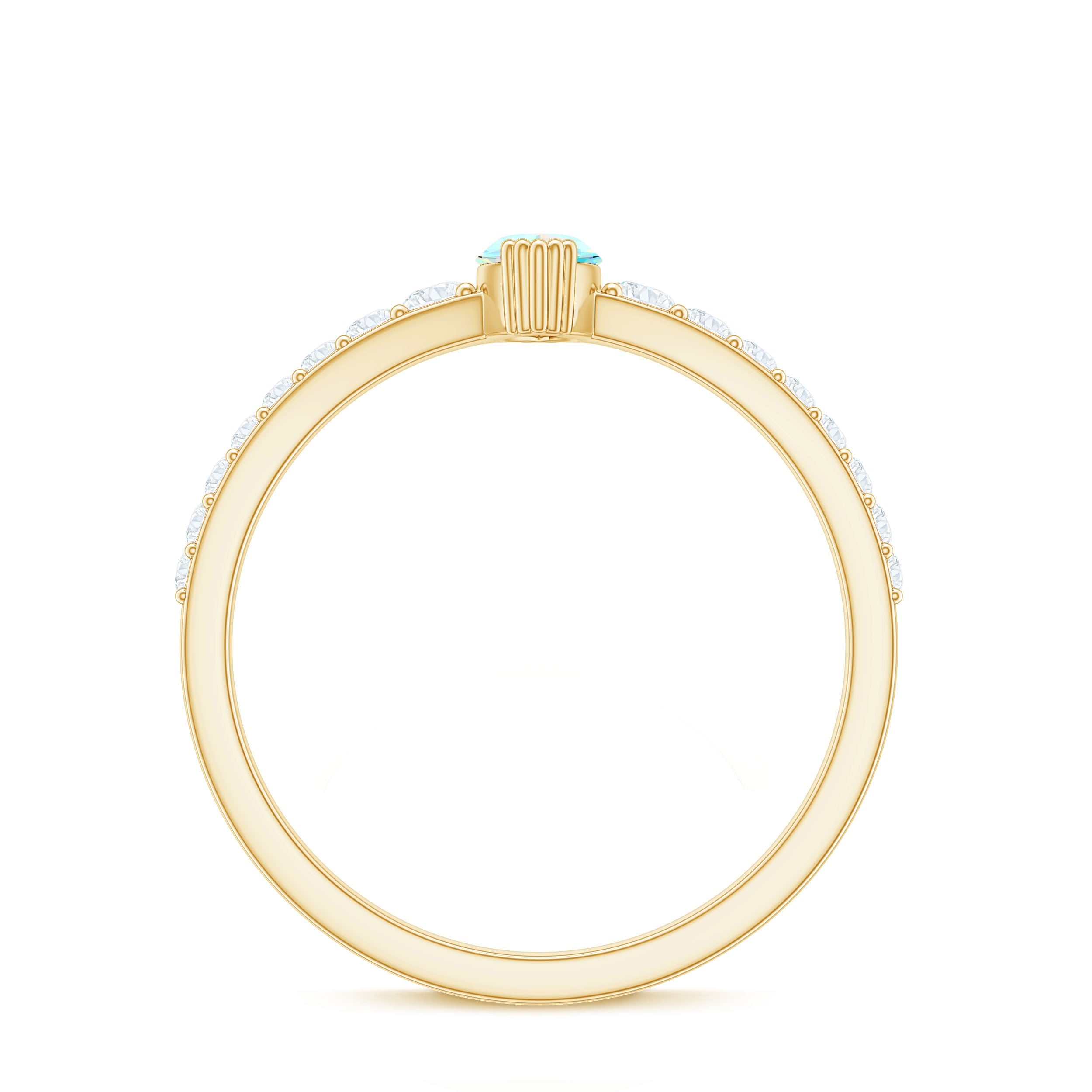 Certified Marquise Opalescent Promise Ring with Real Diamond