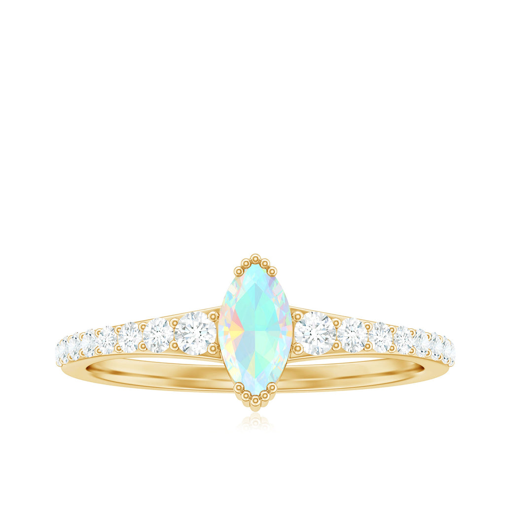 Certified Marquise Opalescent Promise Ring with Real Diamond