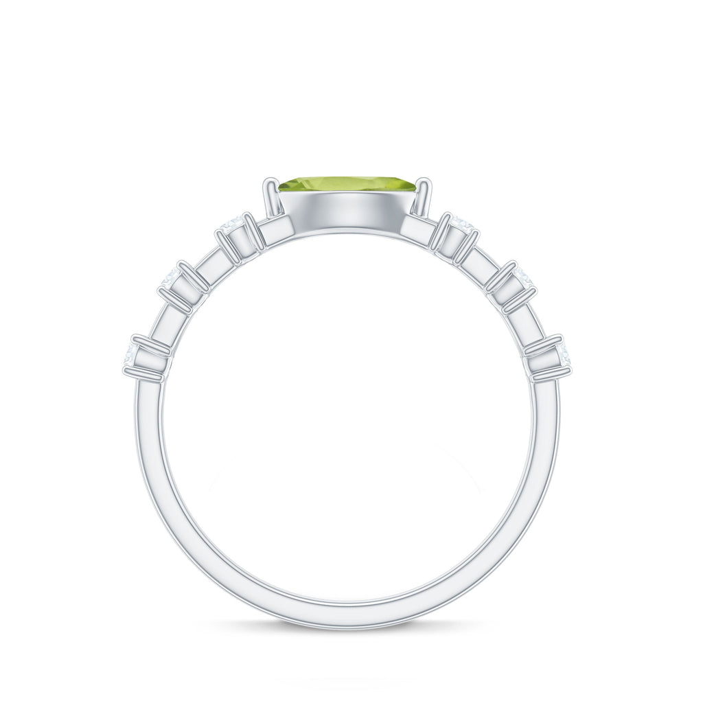 0.75 CT Peridot East West Ring with Diamond Accent