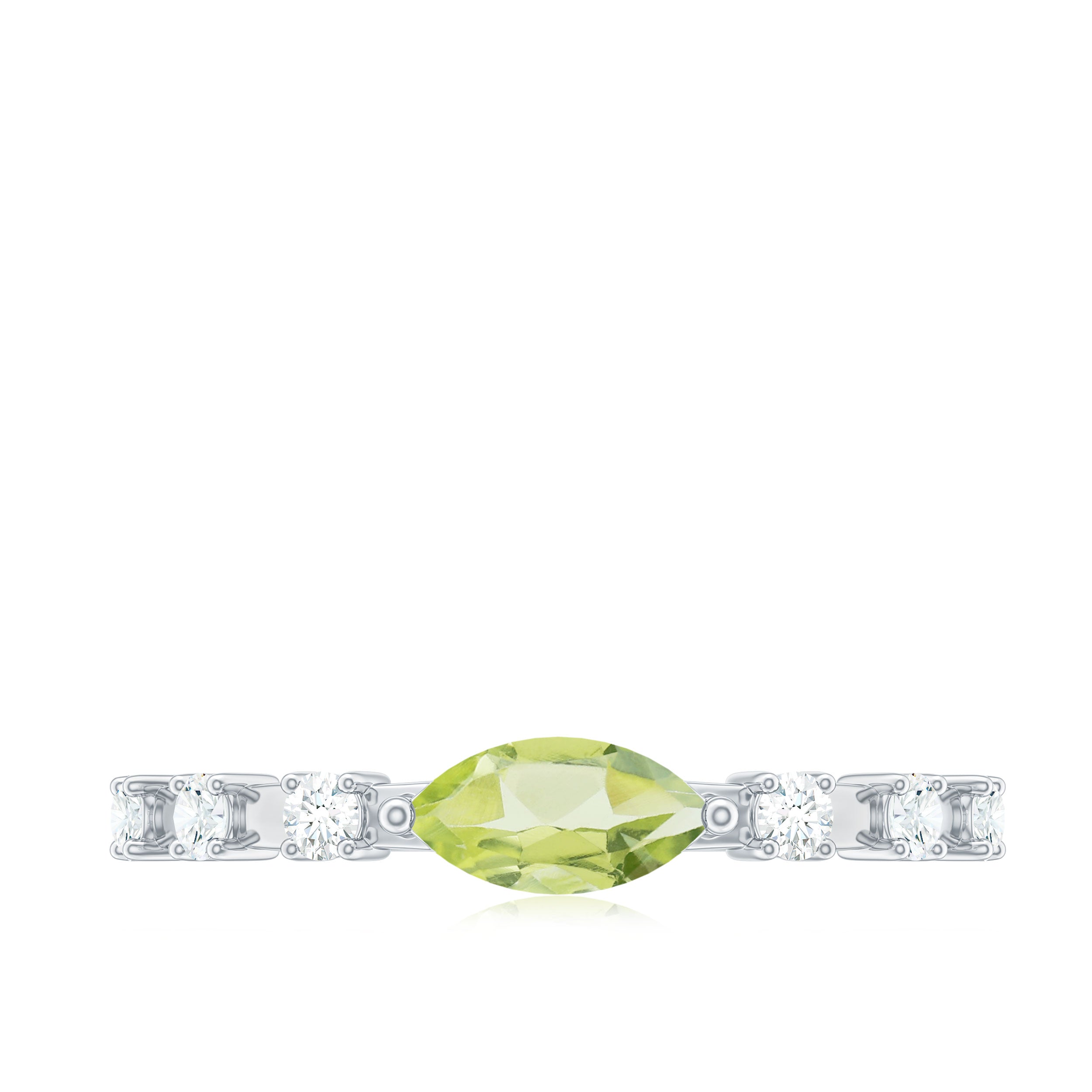 0.75 CT Peridot East West Ring with Diamond Accent