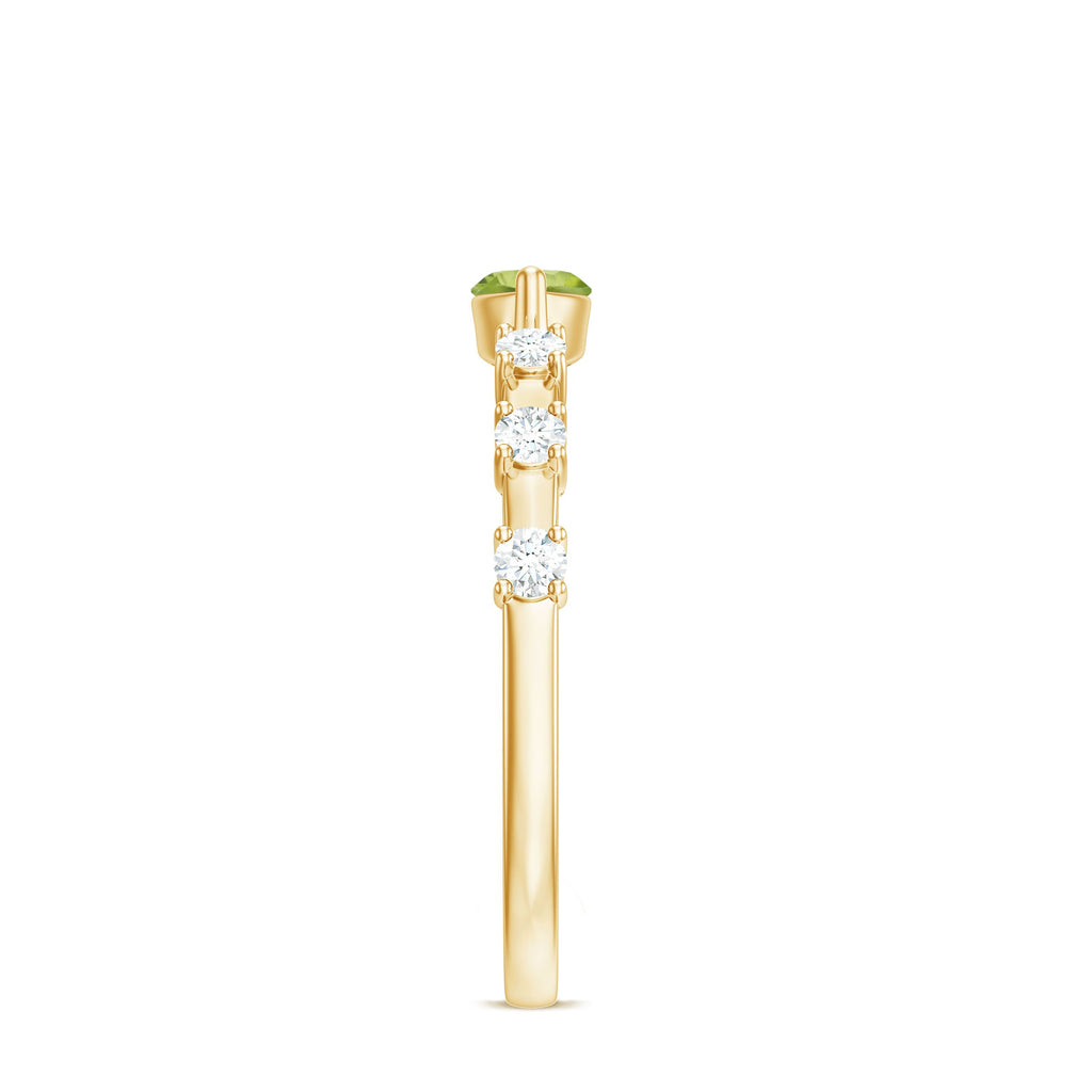 0.75 CT Peridot East West Ring with Diamond Accent