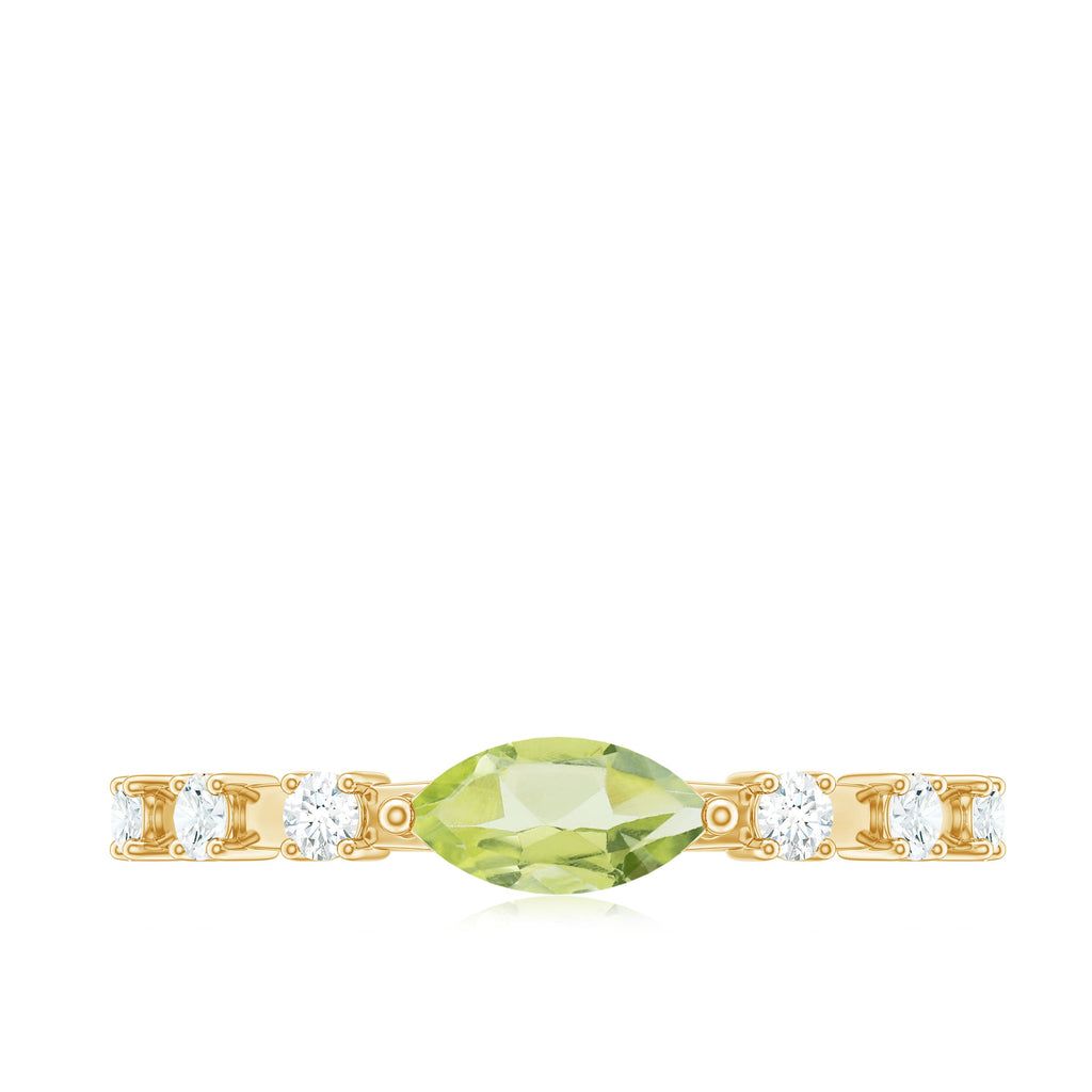 0.75 CT Peridot East West Ring with Diamond Accent