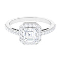 2.25 CT Asscher Cut Solitaire Zircon Halo Engagement Ring