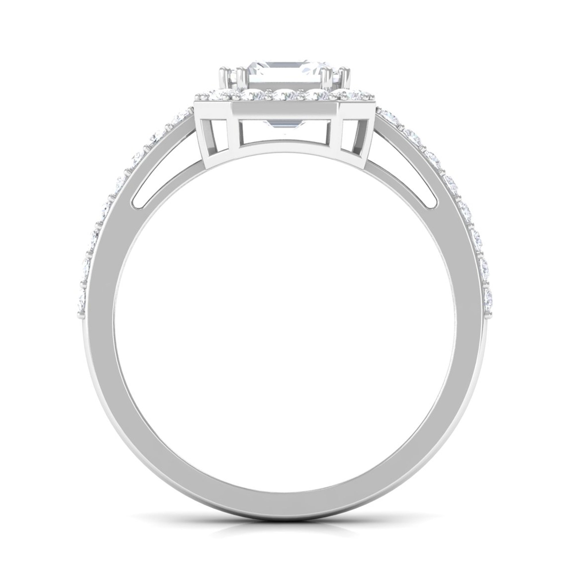 2.25 CT Asscher Cut Solitaire Zircon Halo Engagement Ring