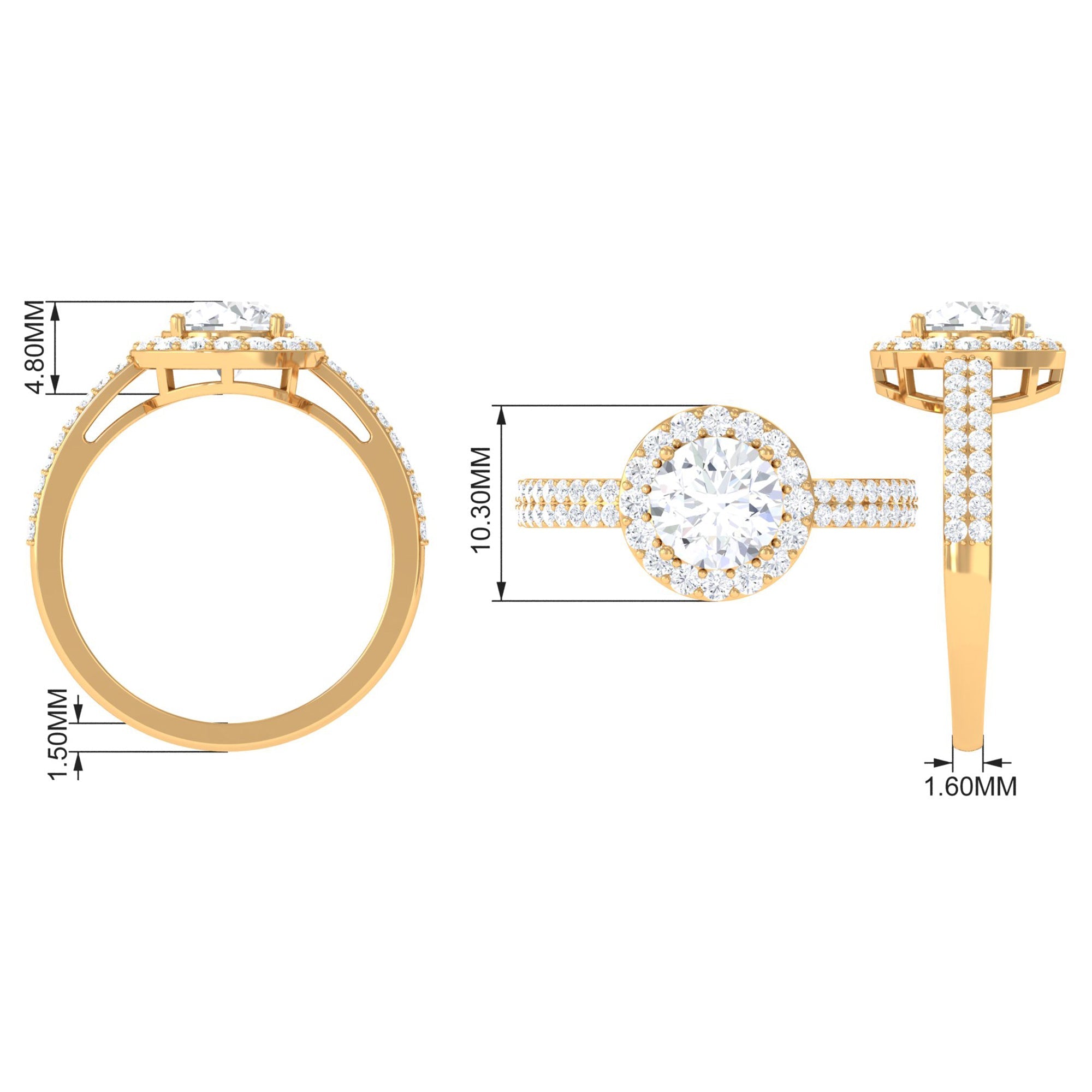 2.25 CT Round Cubic Zirconia Halo Engagement Ring