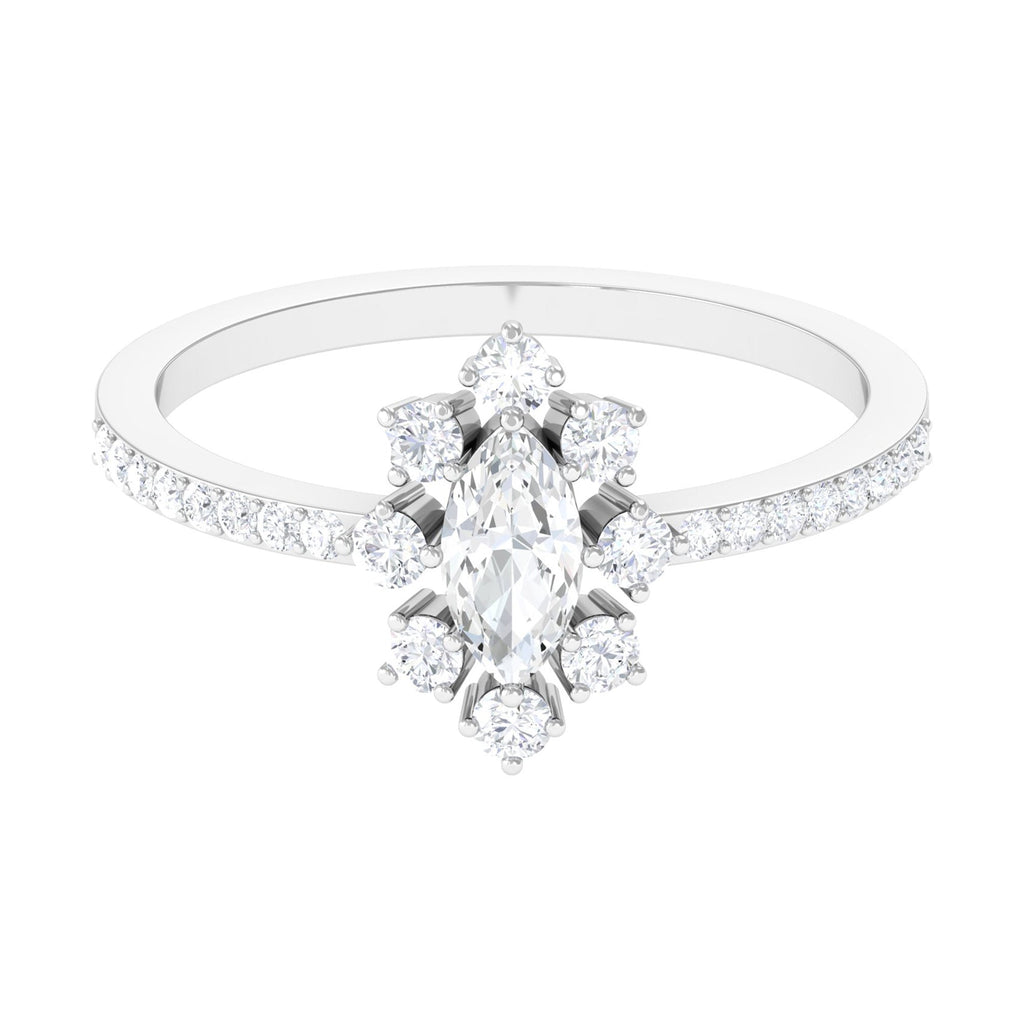 1 CT Marquise Zircon Cluster Engagement Ring in Gold