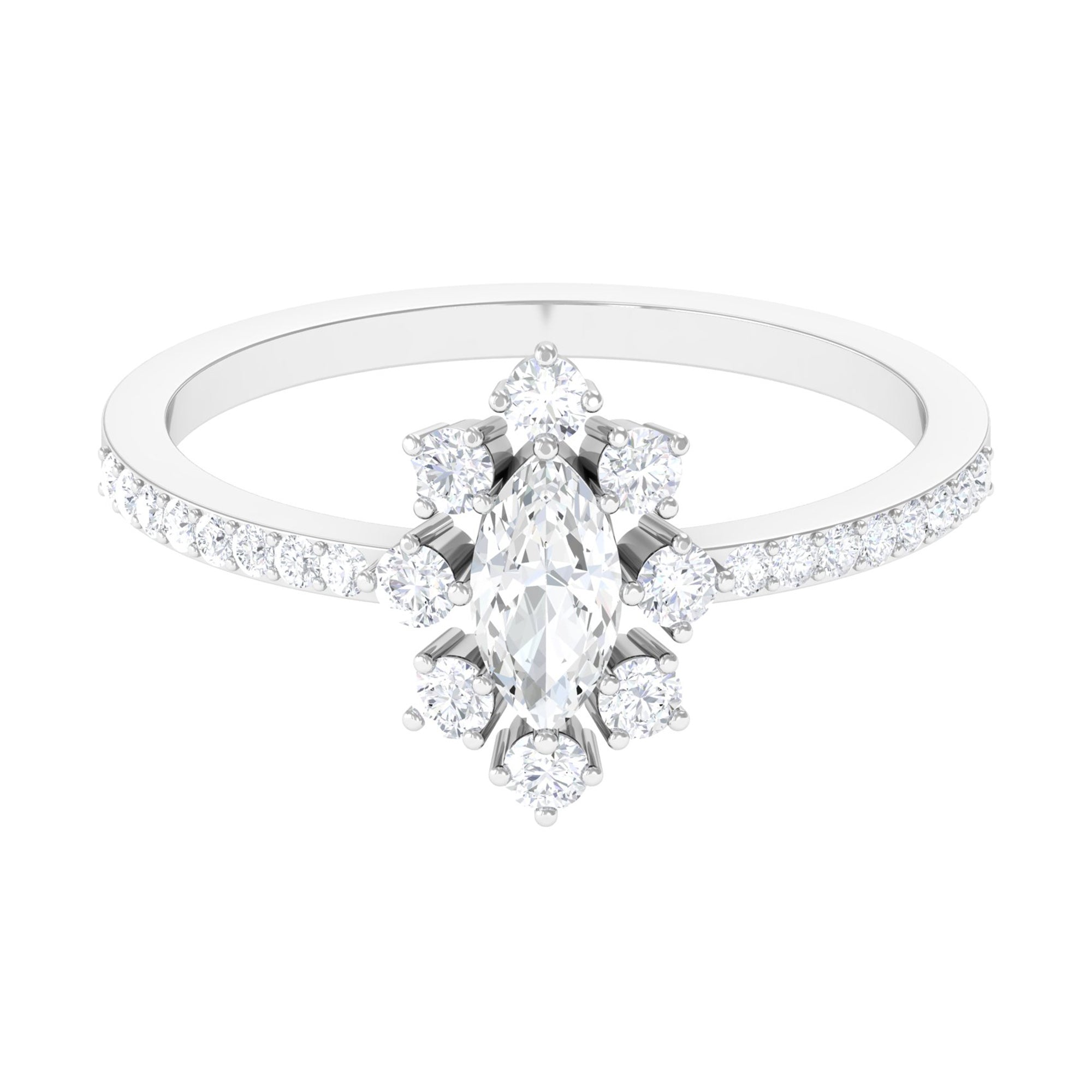 1 CT Marquise Zircon Cluster Engagement Ring in Gold