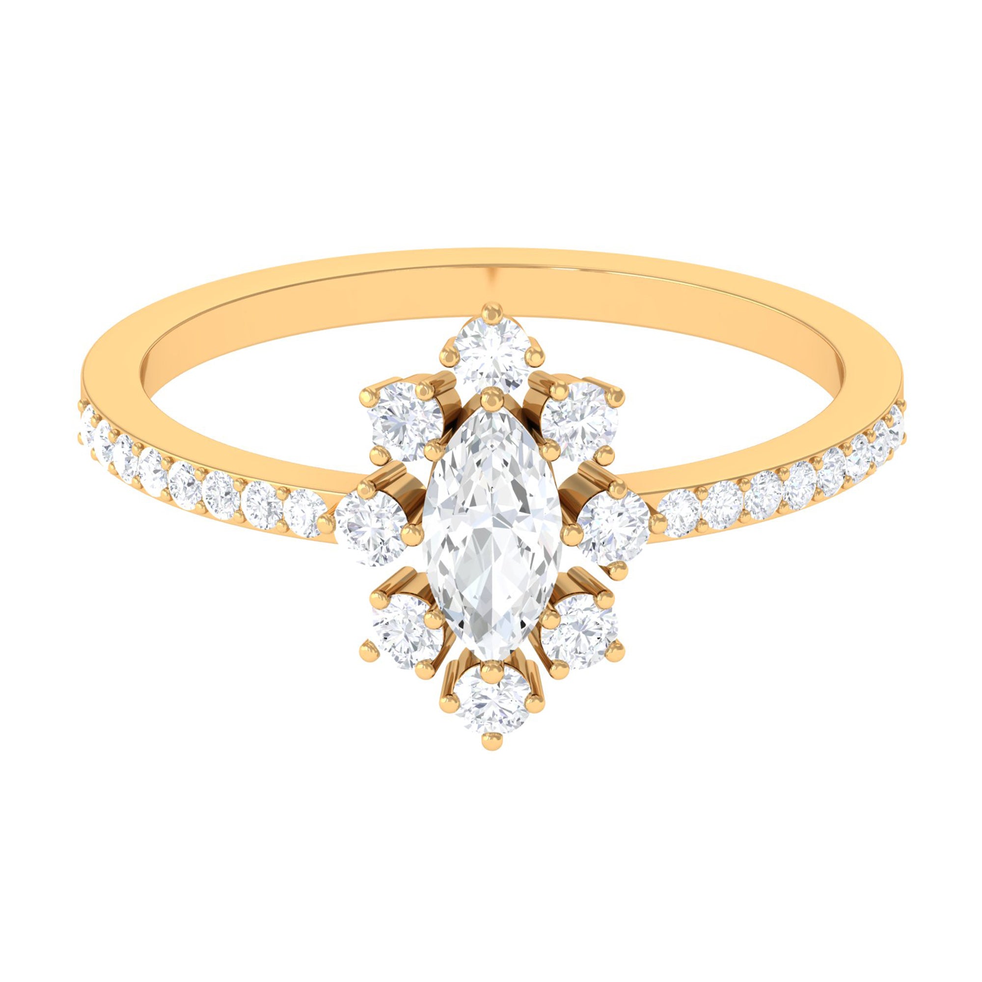 1 CT Marquise Zircon Cluster Engagement Ring in Gold