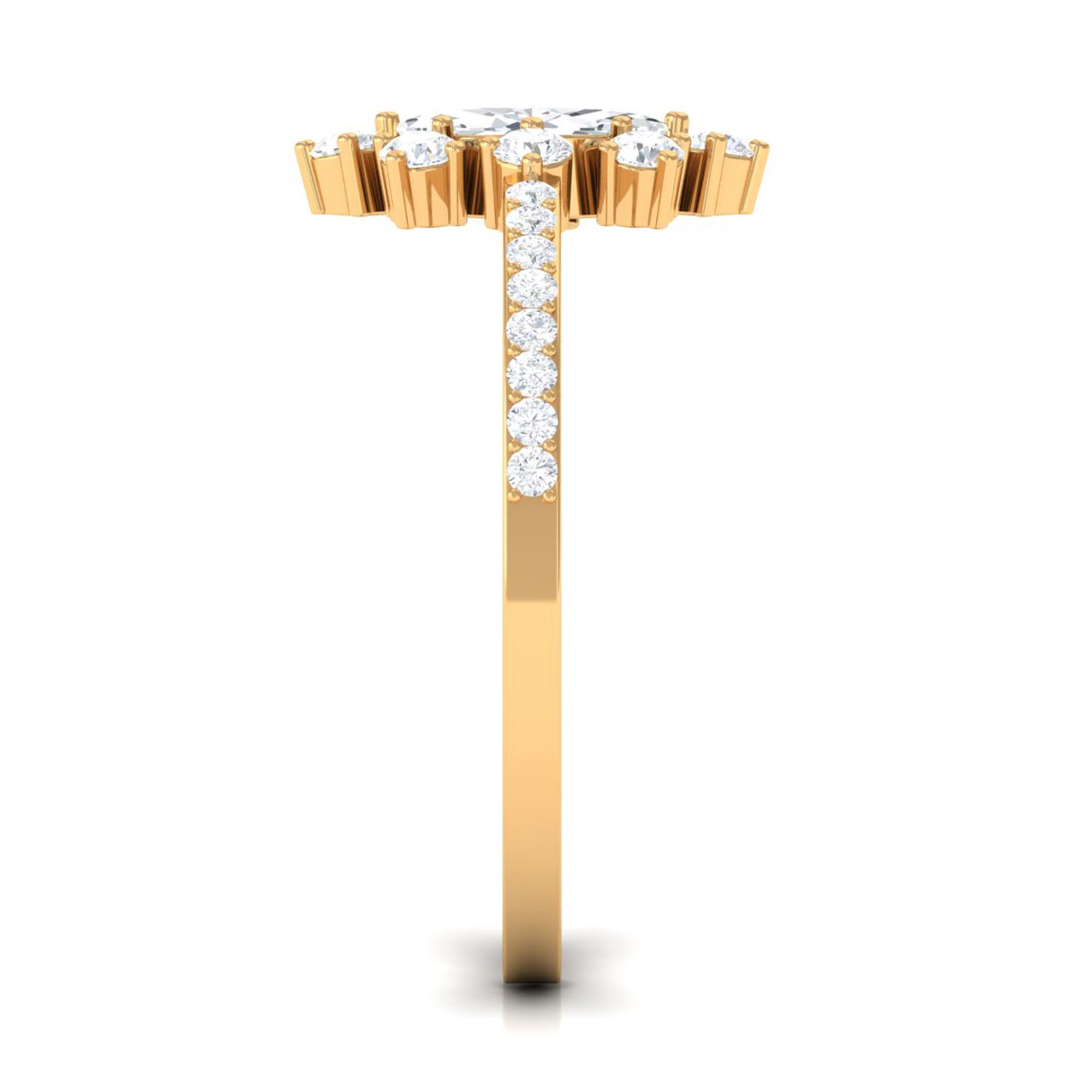 1 CT Marquise Zircon Cluster Engagement Ring in Gold