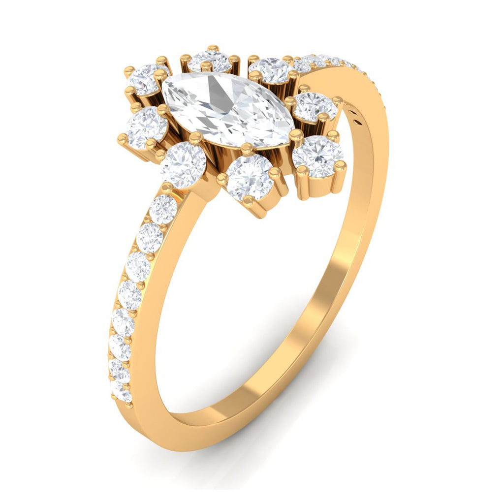 1 CT Marquise Zircon Cluster Engagement Ring in Gold