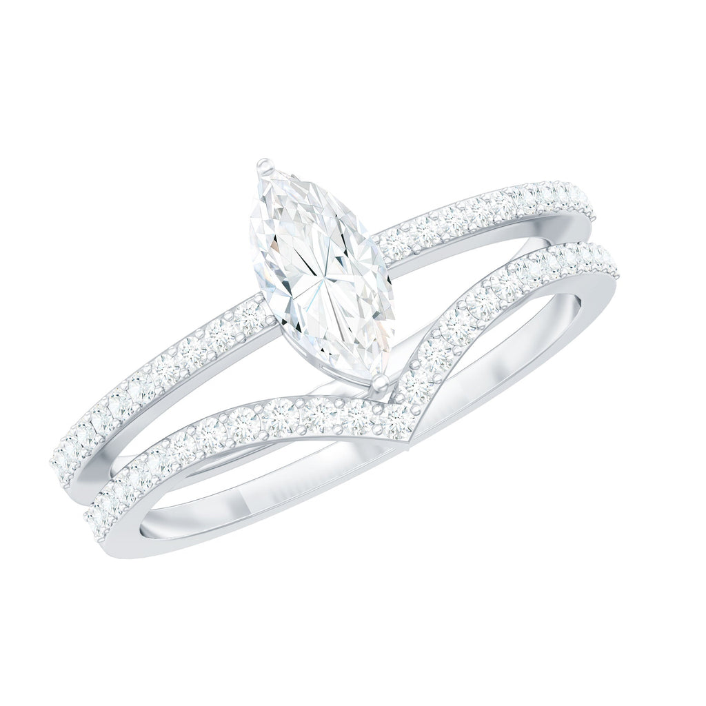 1.25 CT Marquise Cut Zircon Wedding Ring Set in Gold