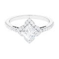 1.75 CT Princess Cut Zircon Engagement Ring Floral Halo