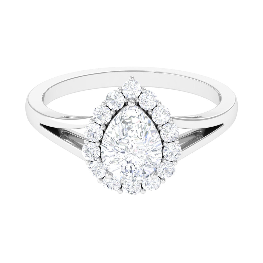 Zircon Teardrop Split Shank Engagement Ring