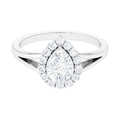 Zircon Teardrop Split Shank Engagement Ring