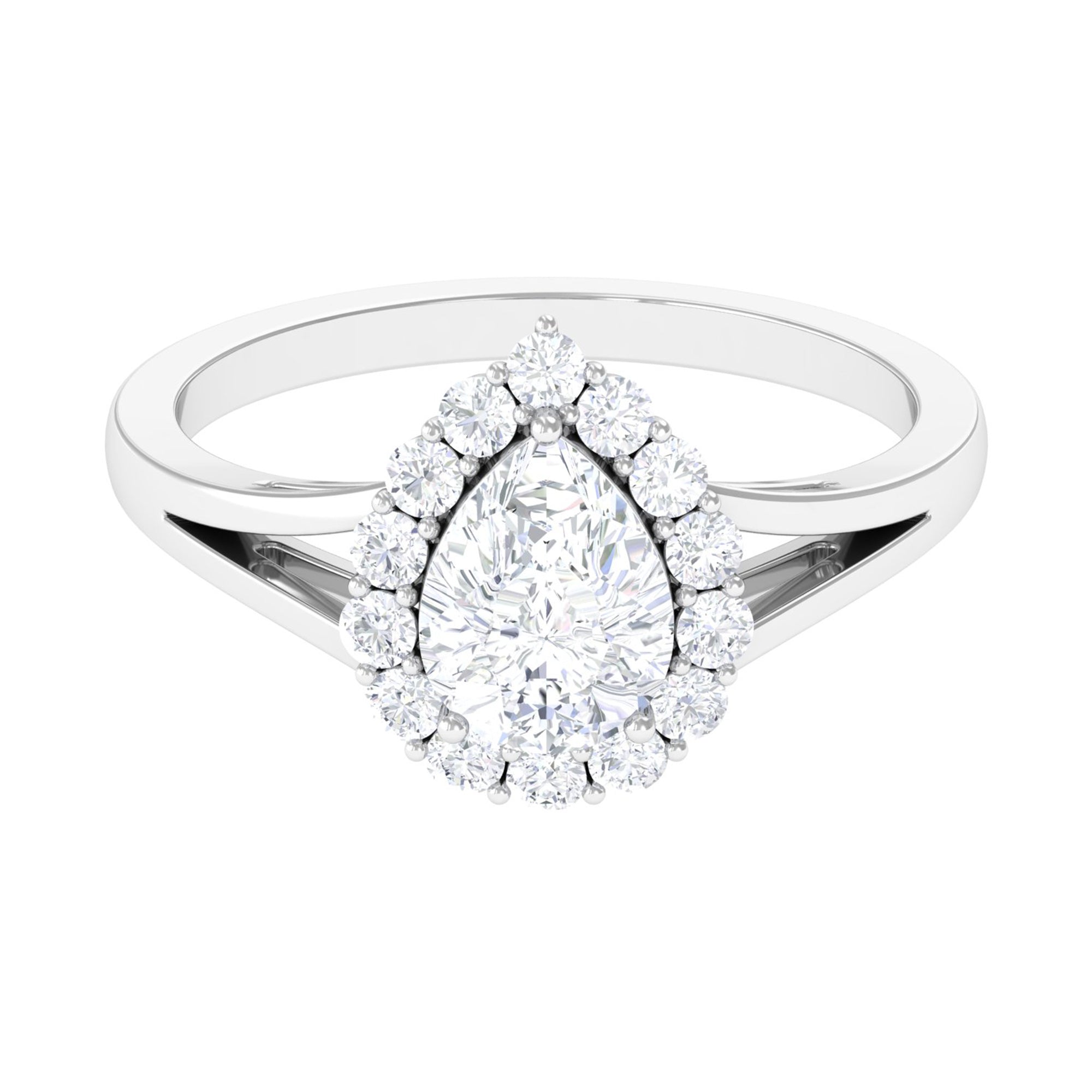 Zircon Teardrop Split Shank Engagement Ring