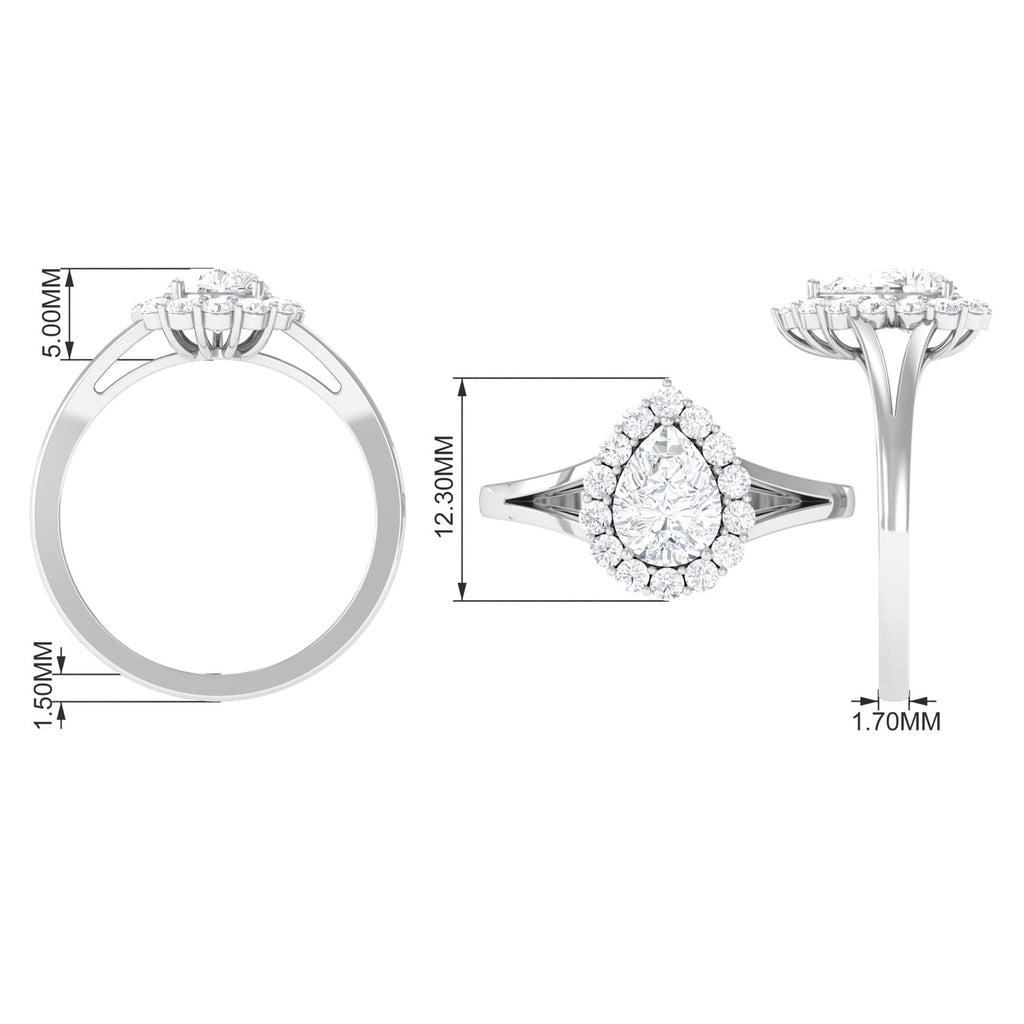 Zircon Teardrop Split Shank Engagement Ring