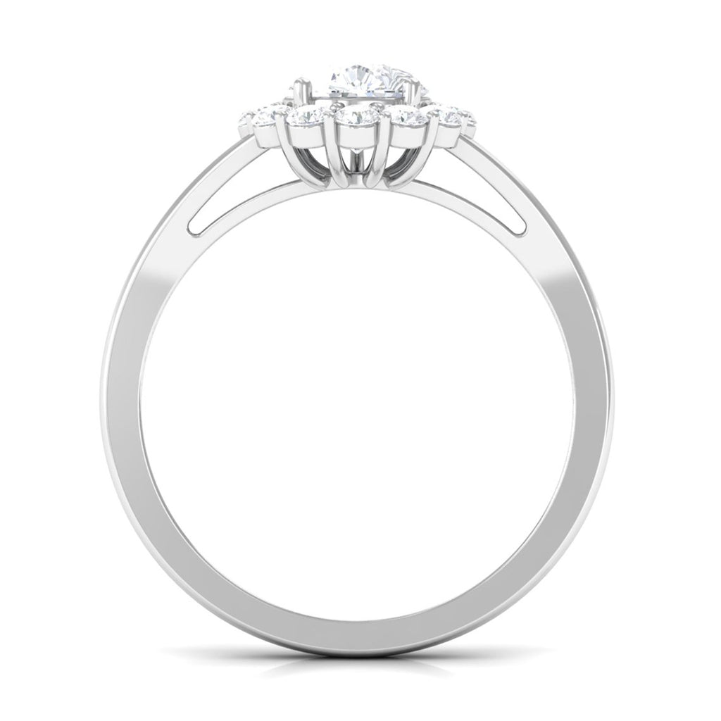 Zircon Teardrop Split Shank Engagement Ring