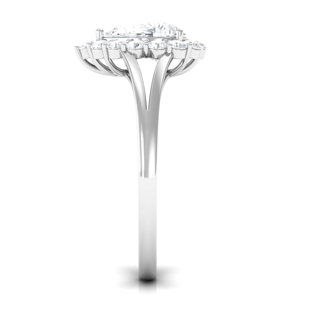 Zircon Teardrop Split Shank Engagement Ring