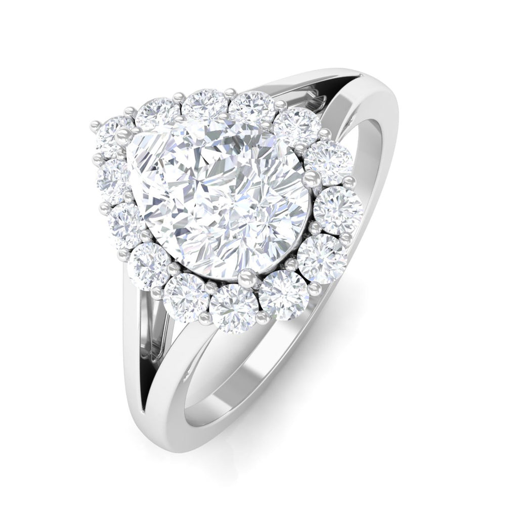 Zircon Teardrop Split Shank Engagement Ring