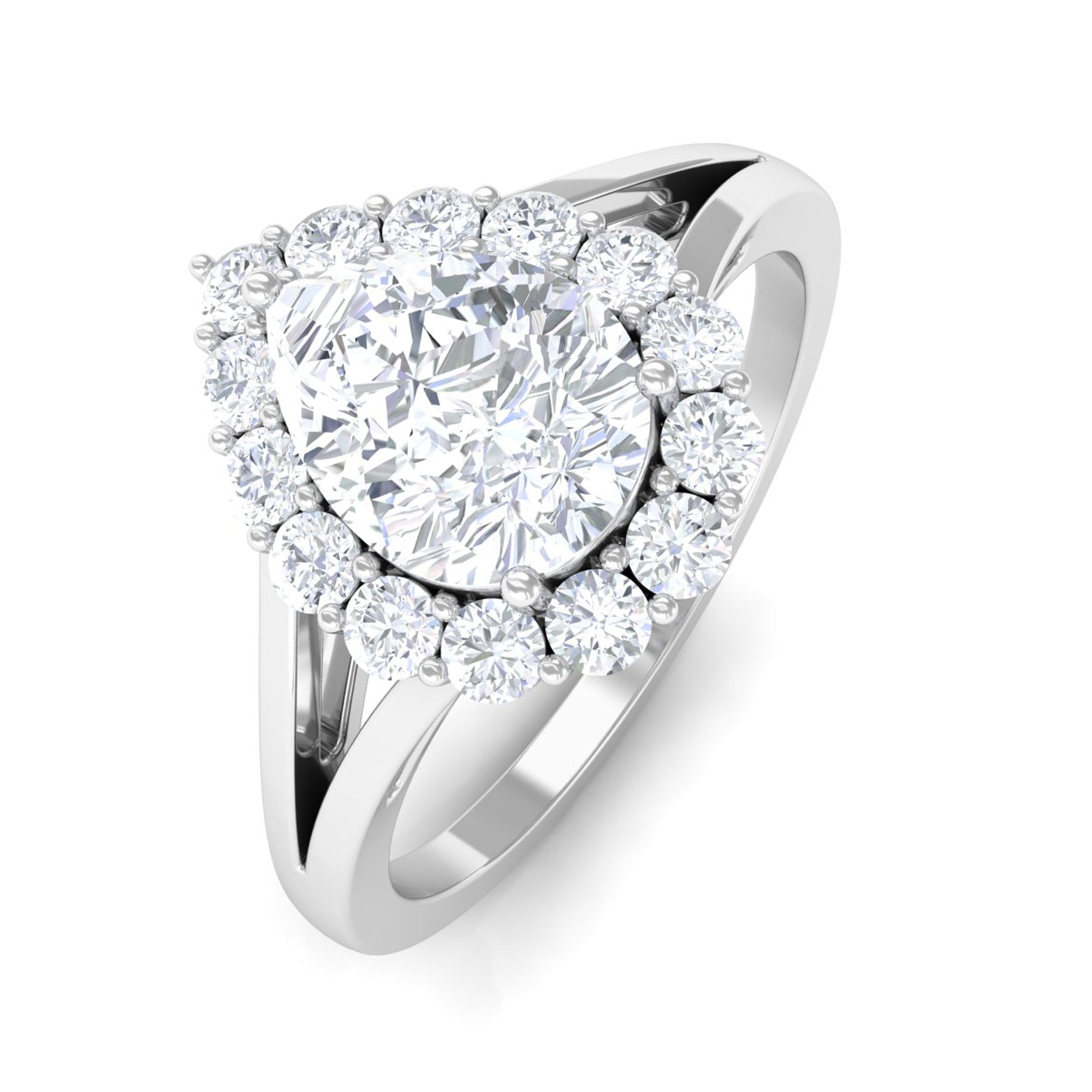 Zircon Teardrop Split Shank Engagement Ring