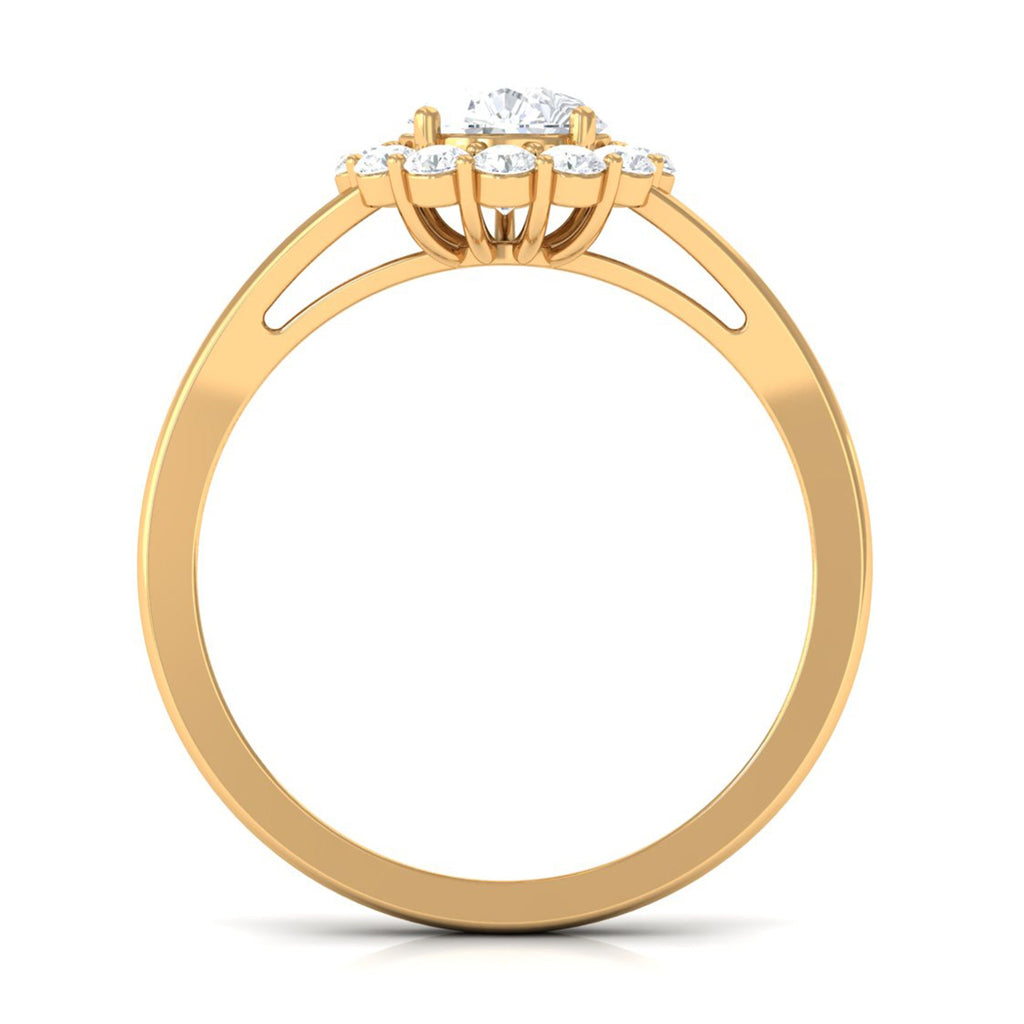 Zircon Teardrop Split Shank Engagement Ring
