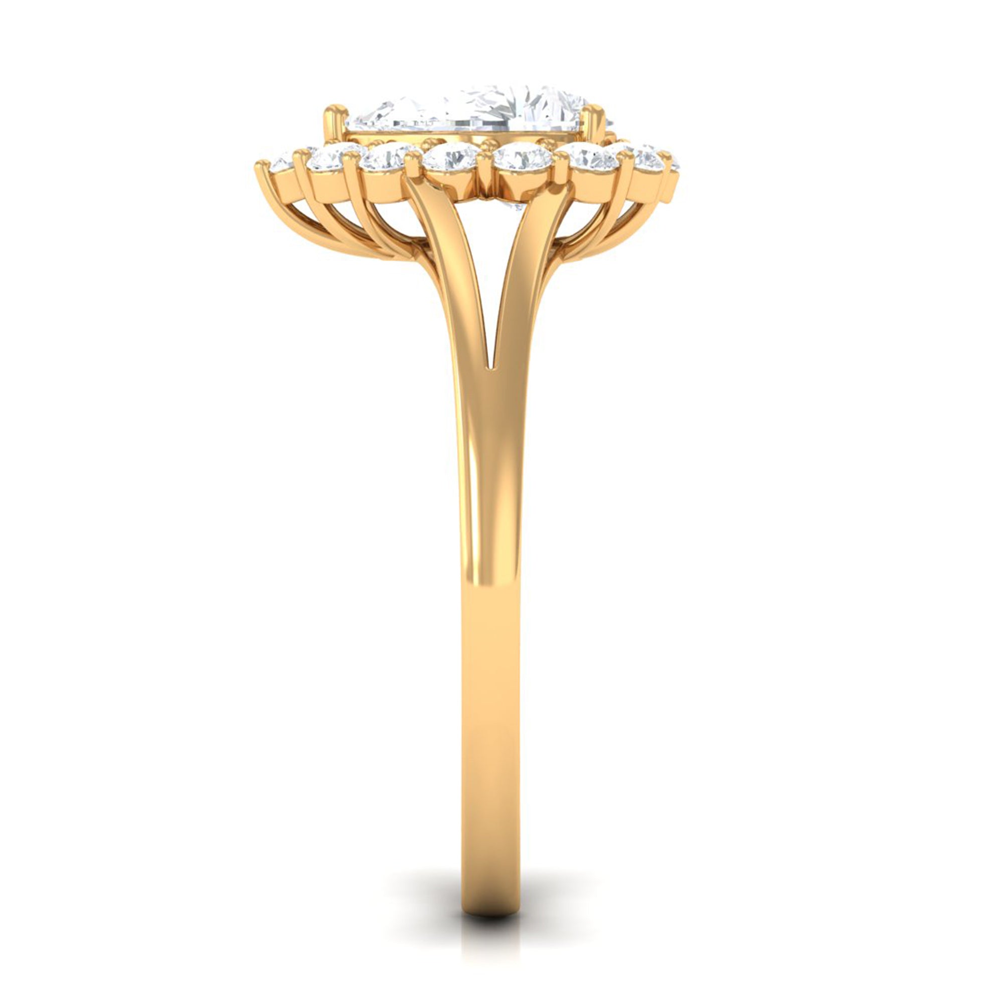 Zircon Teardrop Split Shank Engagement Ring