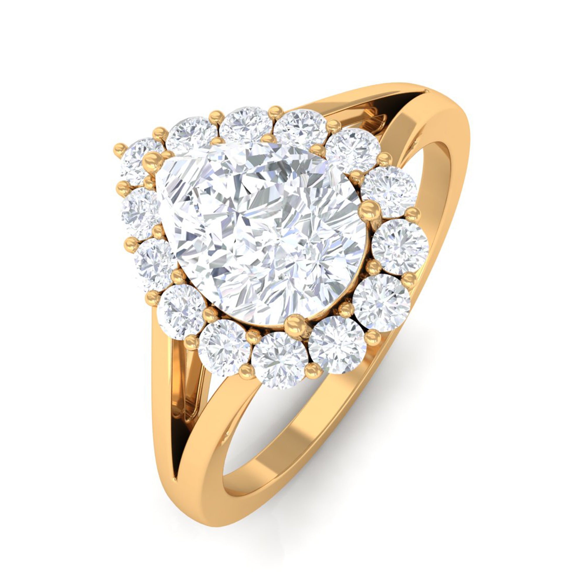 Zircon Teardrop Split Shank Engagement Ring