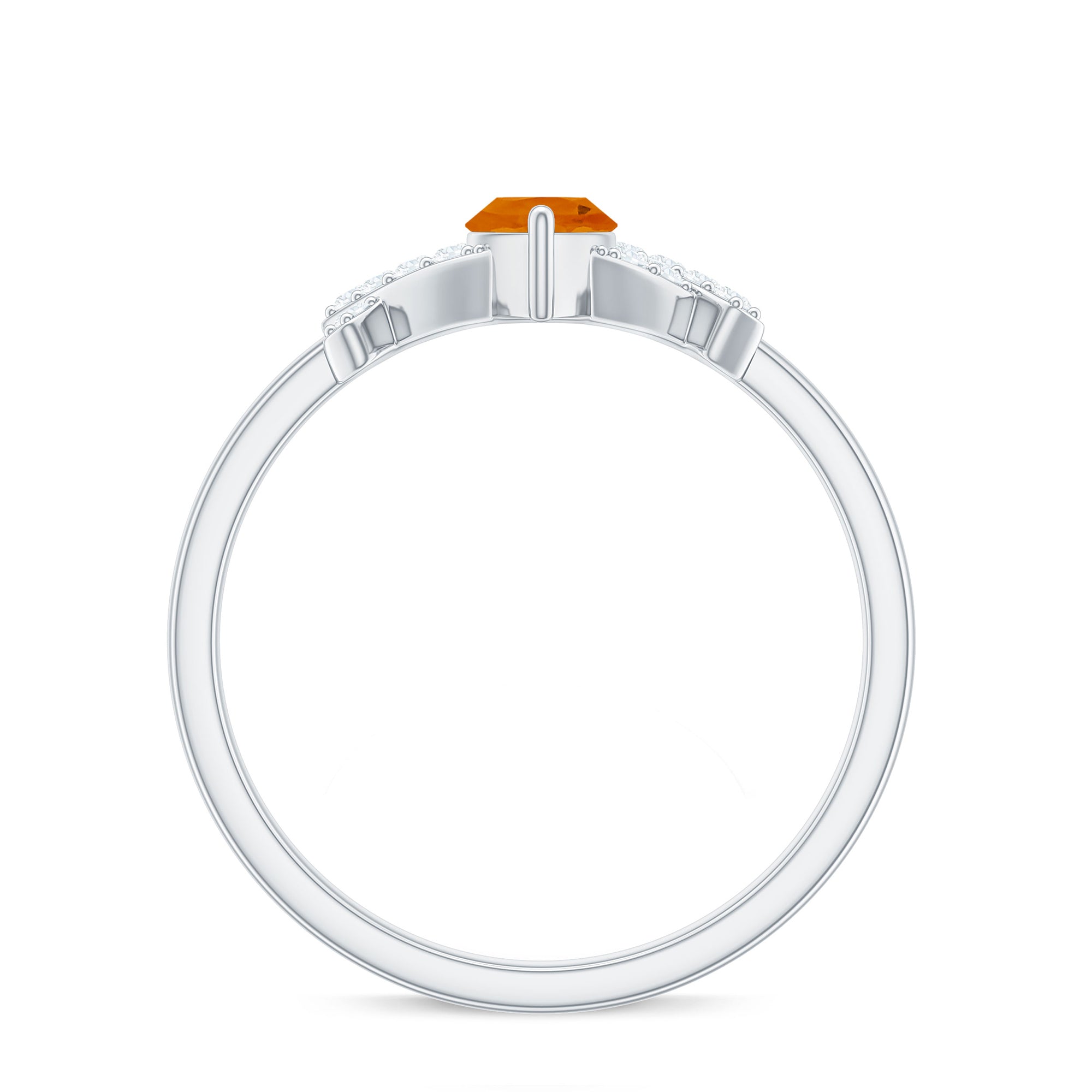 1/2 Carat Fire Opal Marquise Solitaire Ring with Diamond
