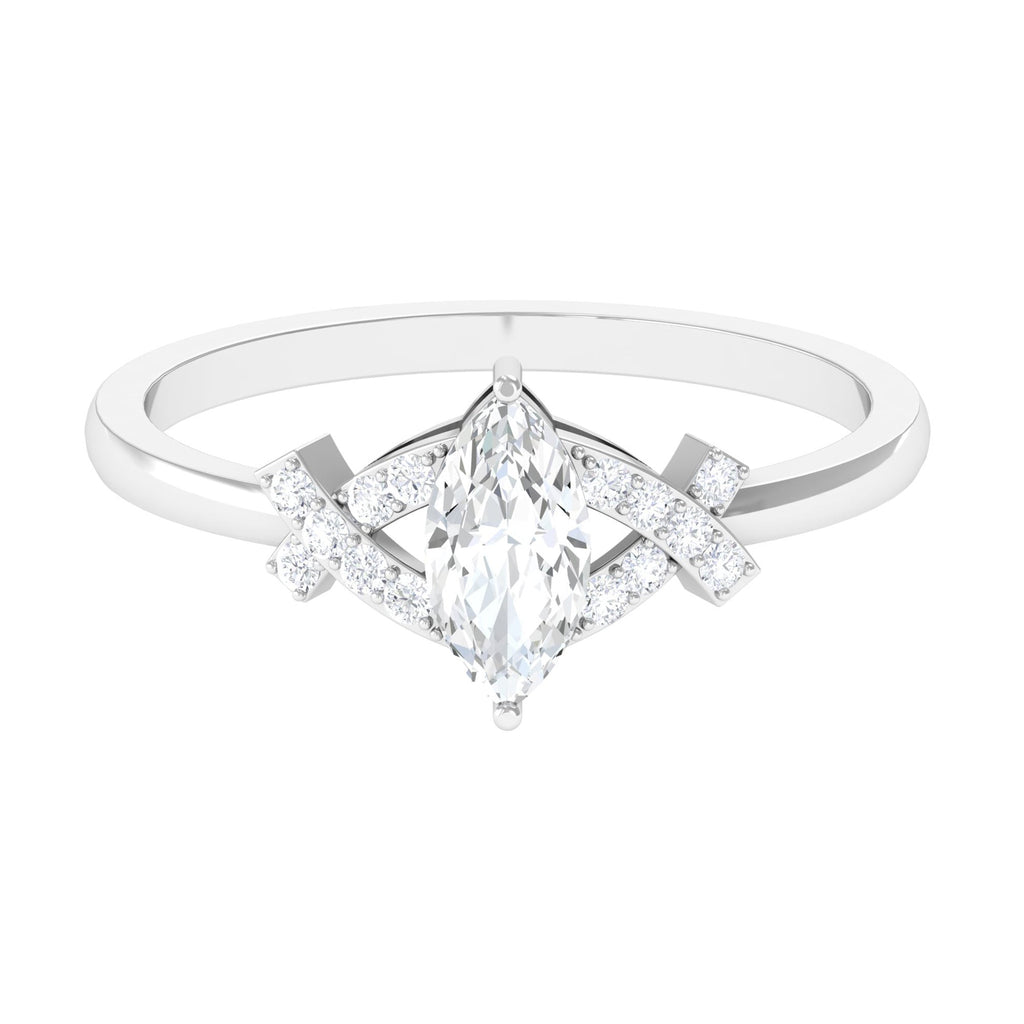 1 CT Marquise Cut Zircon Engagement Ring with Split Shank