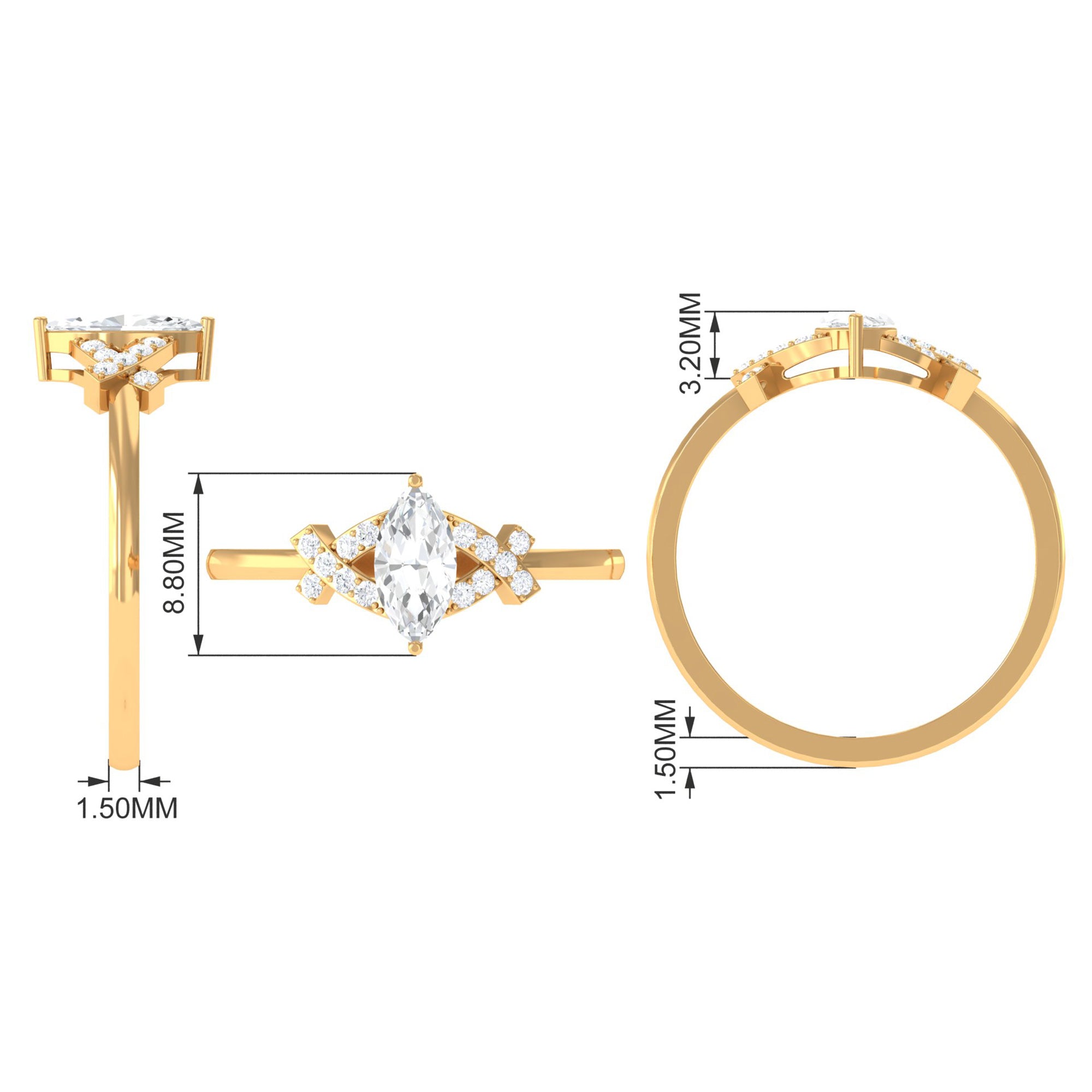 1 CT Marquise Cut Zircon Engagement Ring with Split Shank