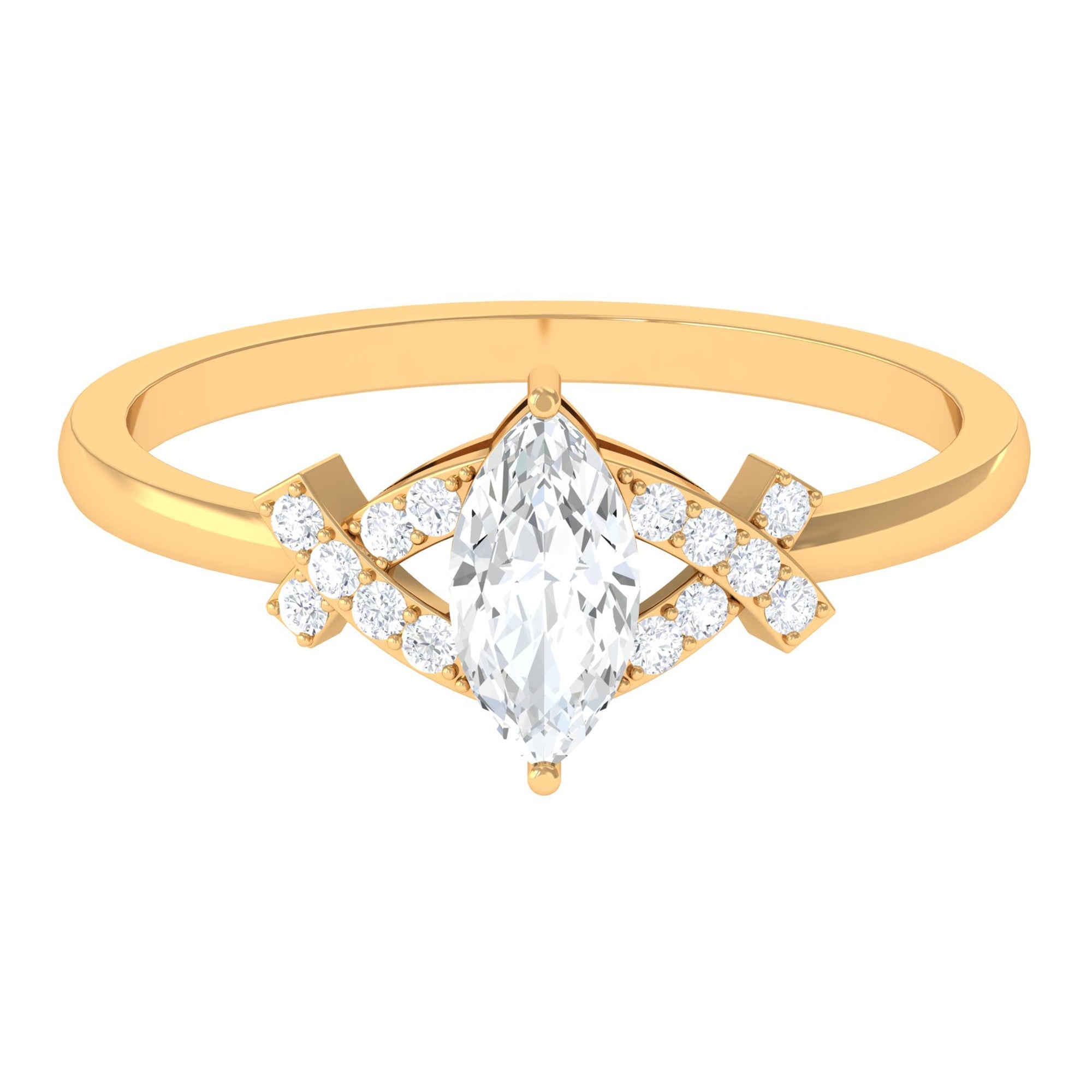 1 CT Marquise Cut Zircon Engagement Ring with Split Shank