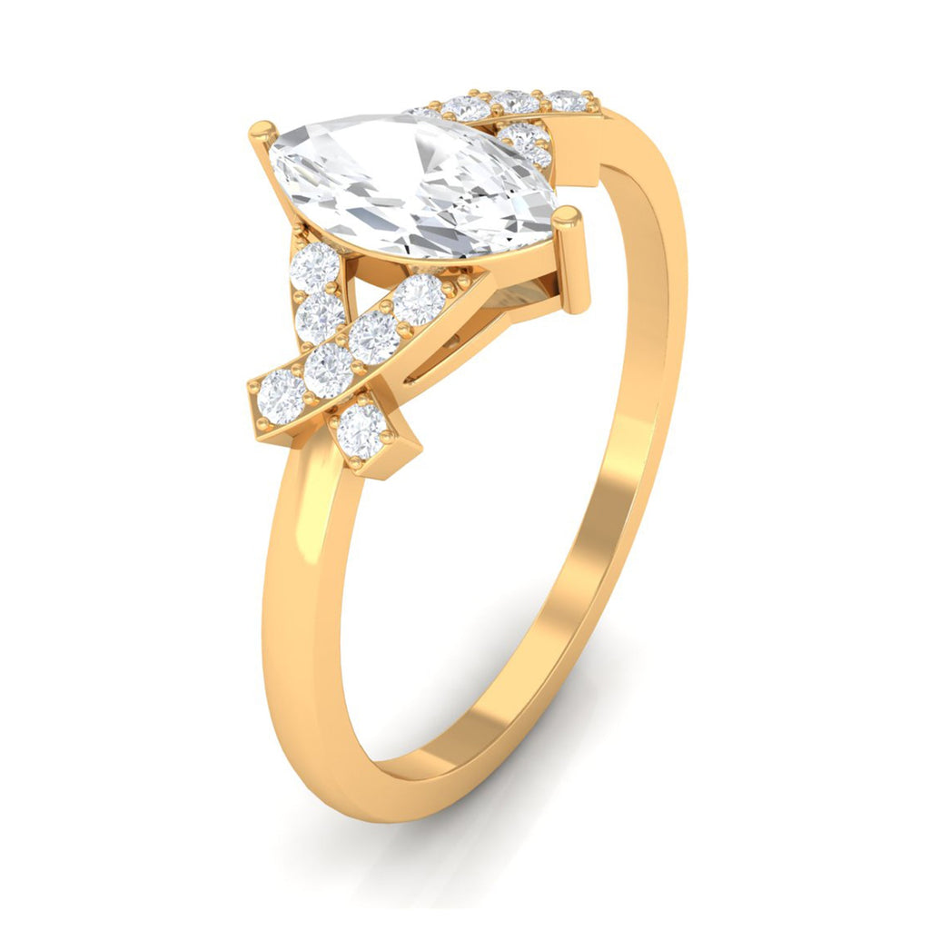 1 CT Marquise Cut Zircon Engagement Ring with Split Shank
