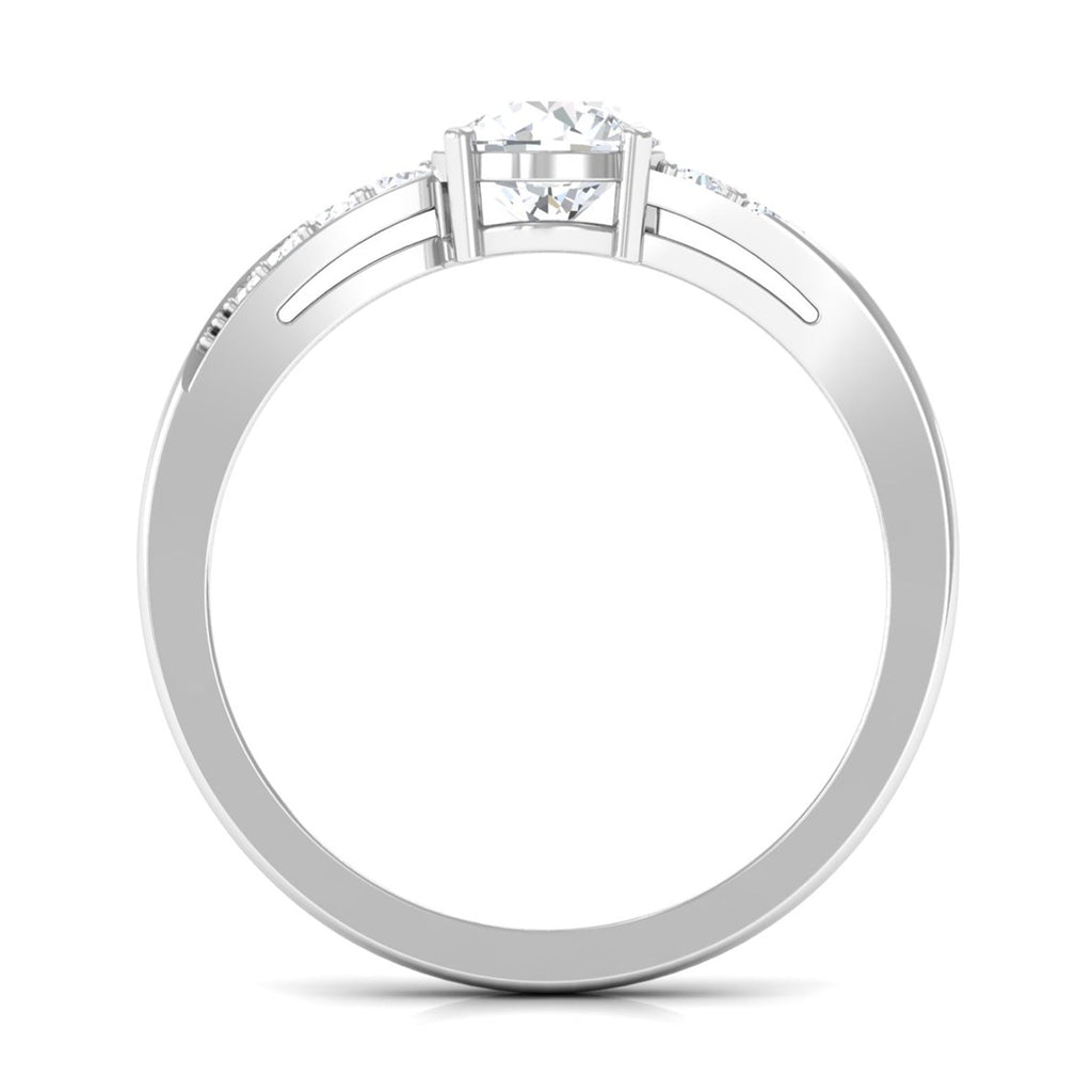 Solitaire Cubic Zirconia Bypass Engagement Ring in Gold