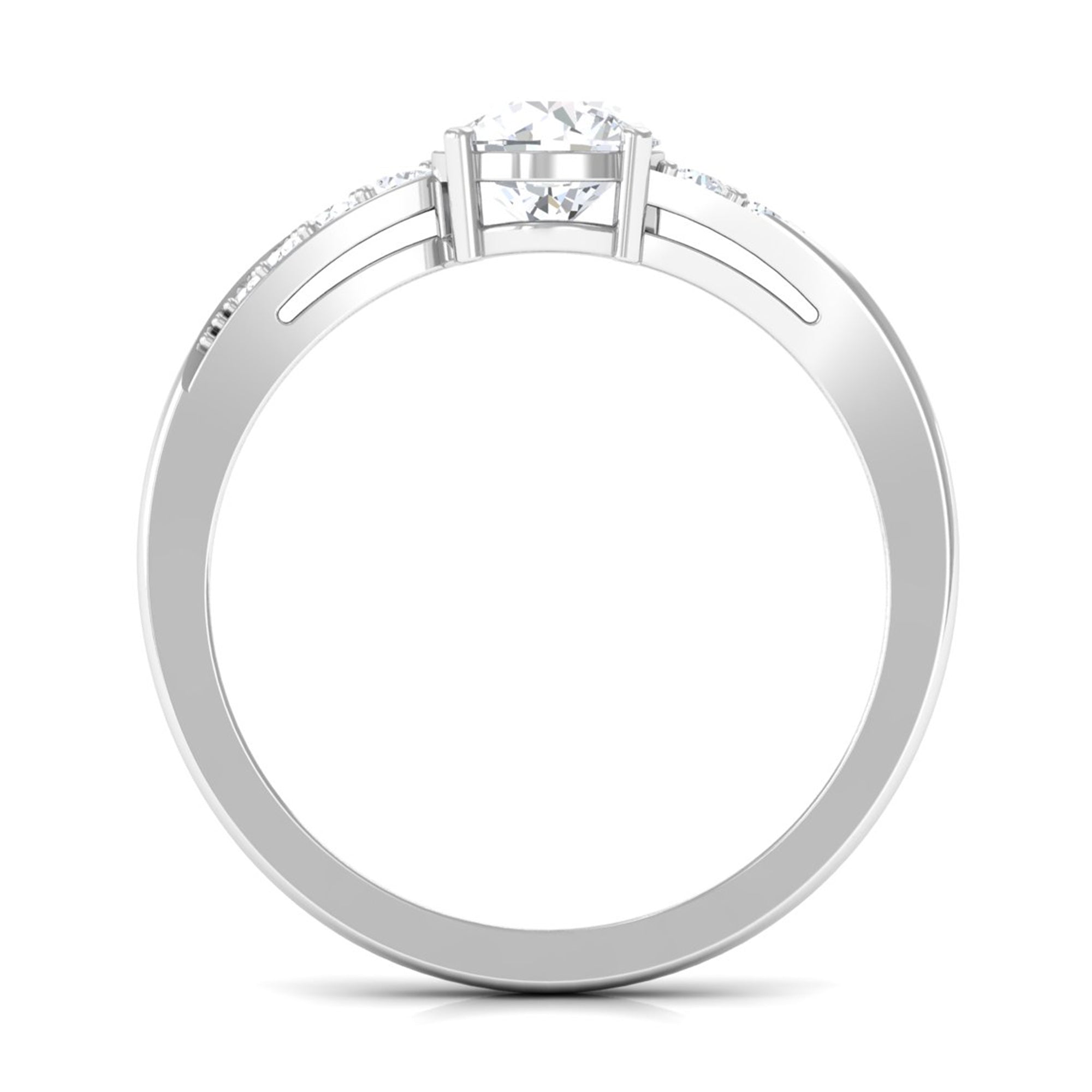 Solitaire Cubic Zirconia Bypass Engagement Ring in Gold