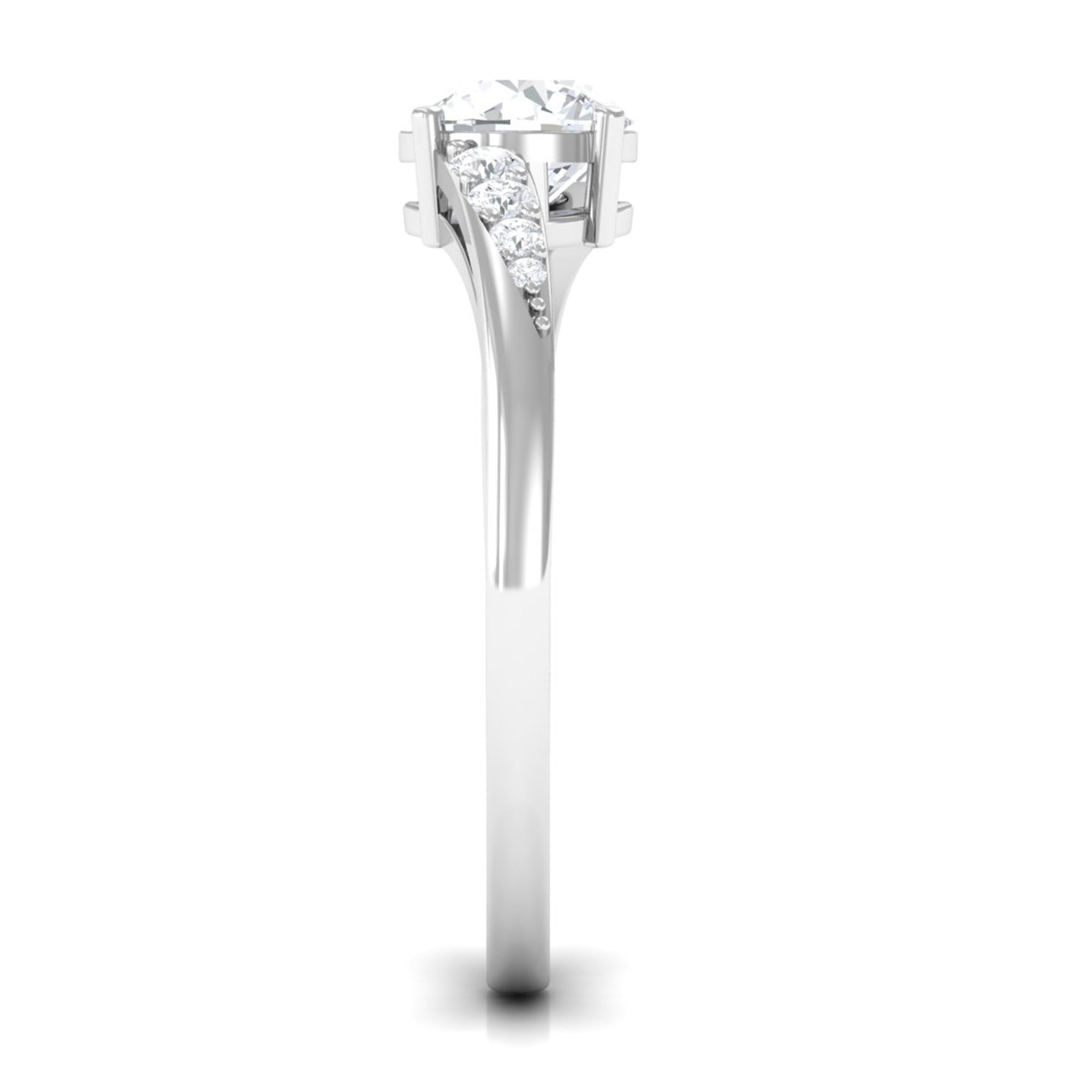 Solitaire Cubic Zirconia Bypass Engagement Ring in Gold