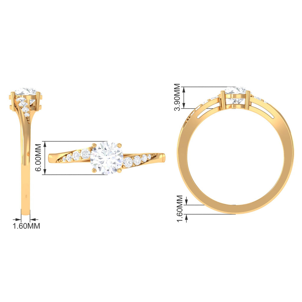 Solitaire Cubic Zirconia Bypass Engagement Ring in Gold